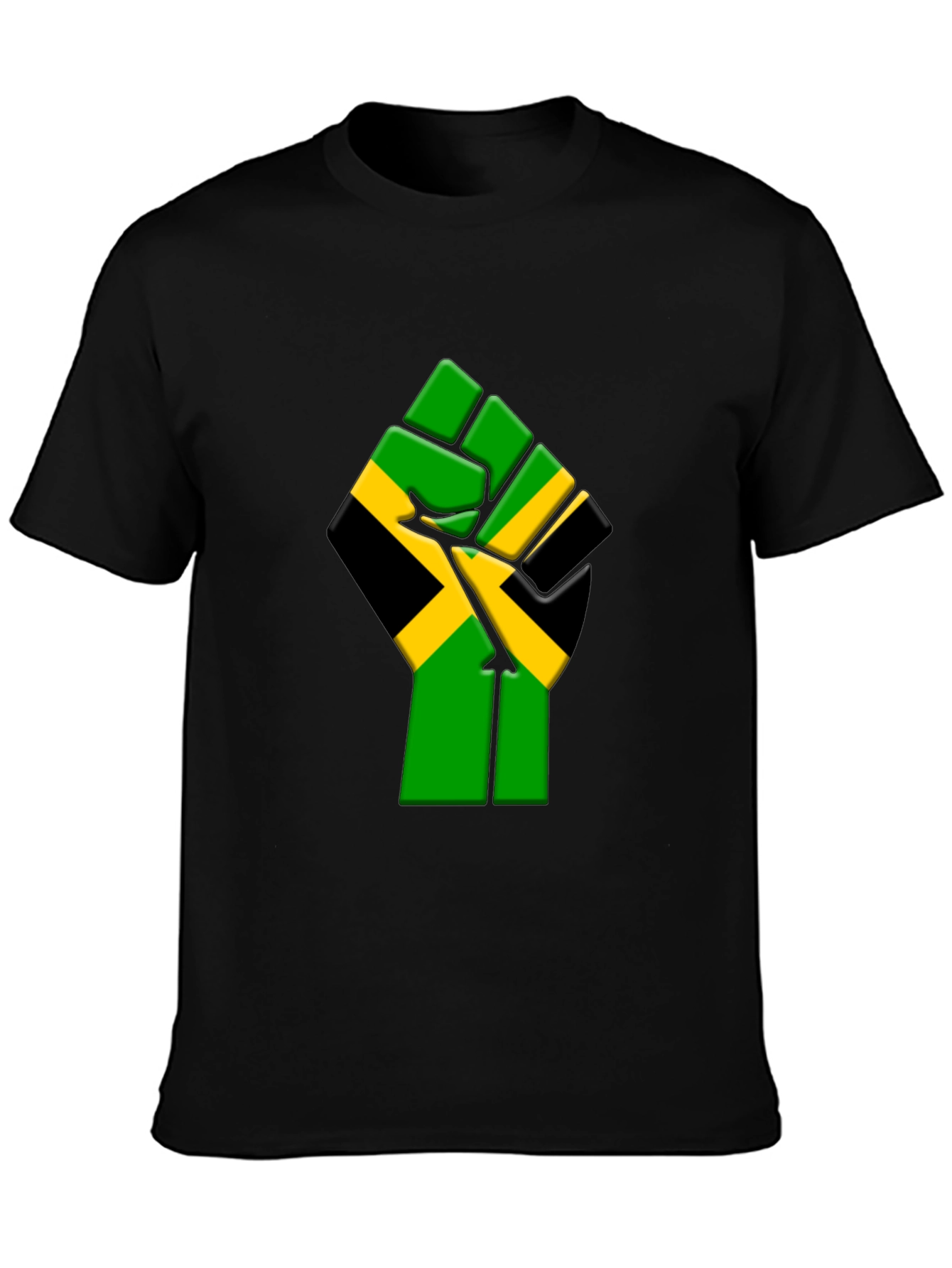 Jamaica Flag Fist Graphic T-Shirt - Black