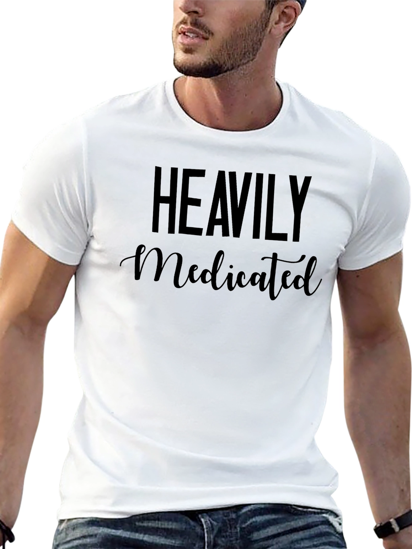 Heavily Medicated Black T-Shirt - Adult Humor Tee