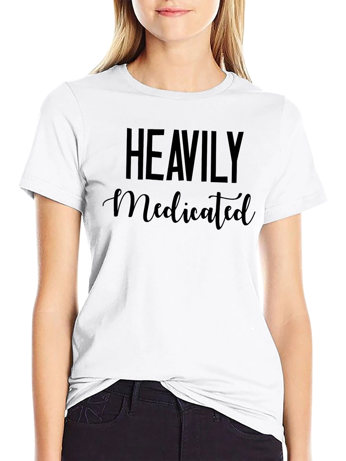Heavily Medicated Black T-Shirt - Adult Humor Tee
