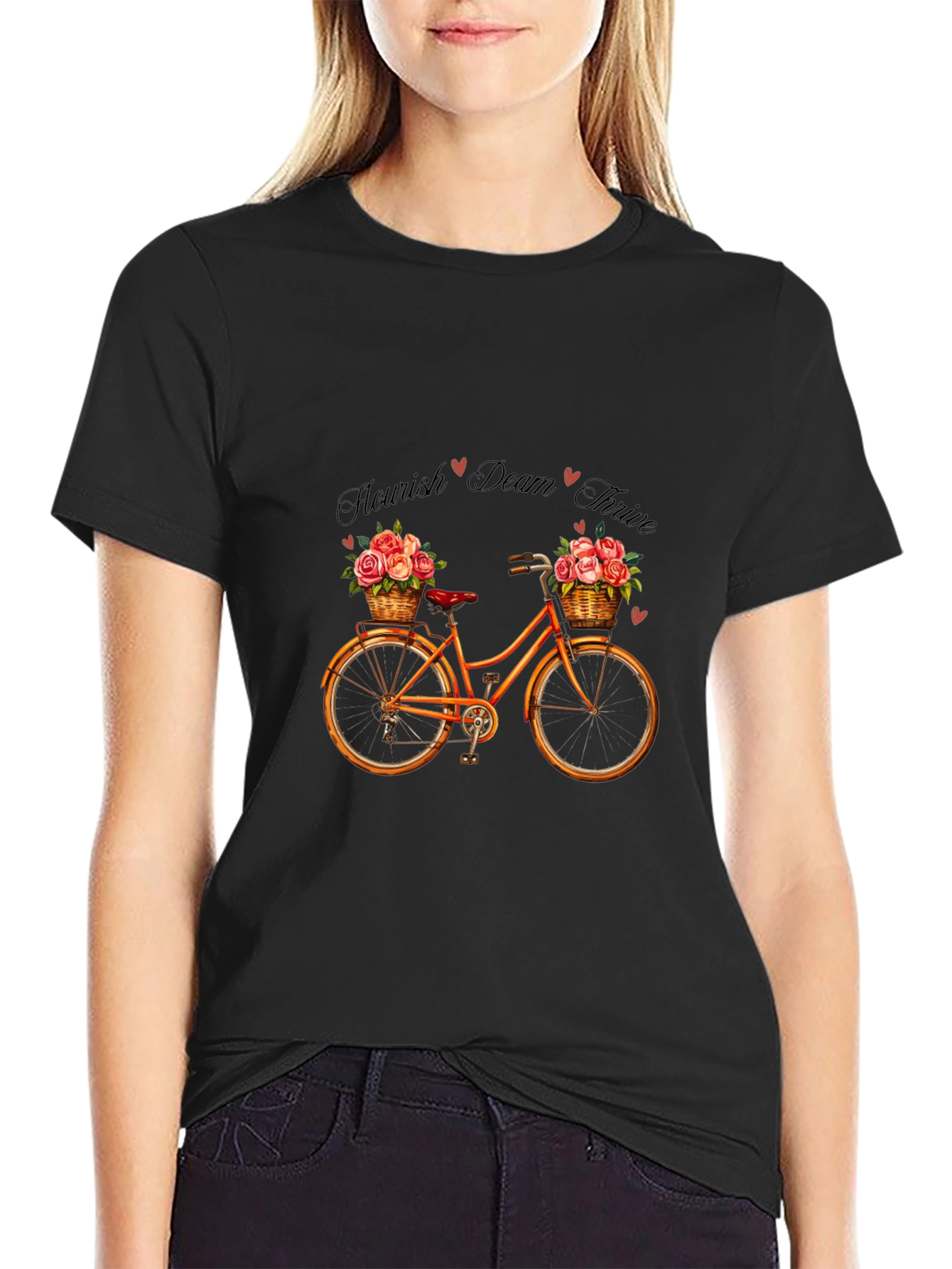 Floral Bicycle Graphic T-Shirt