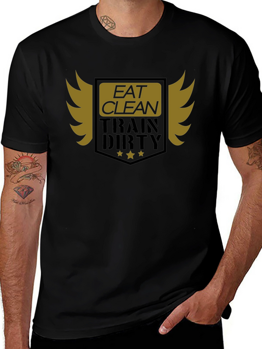 Eat Clean Train Dirty Black Graphic T-Shirt