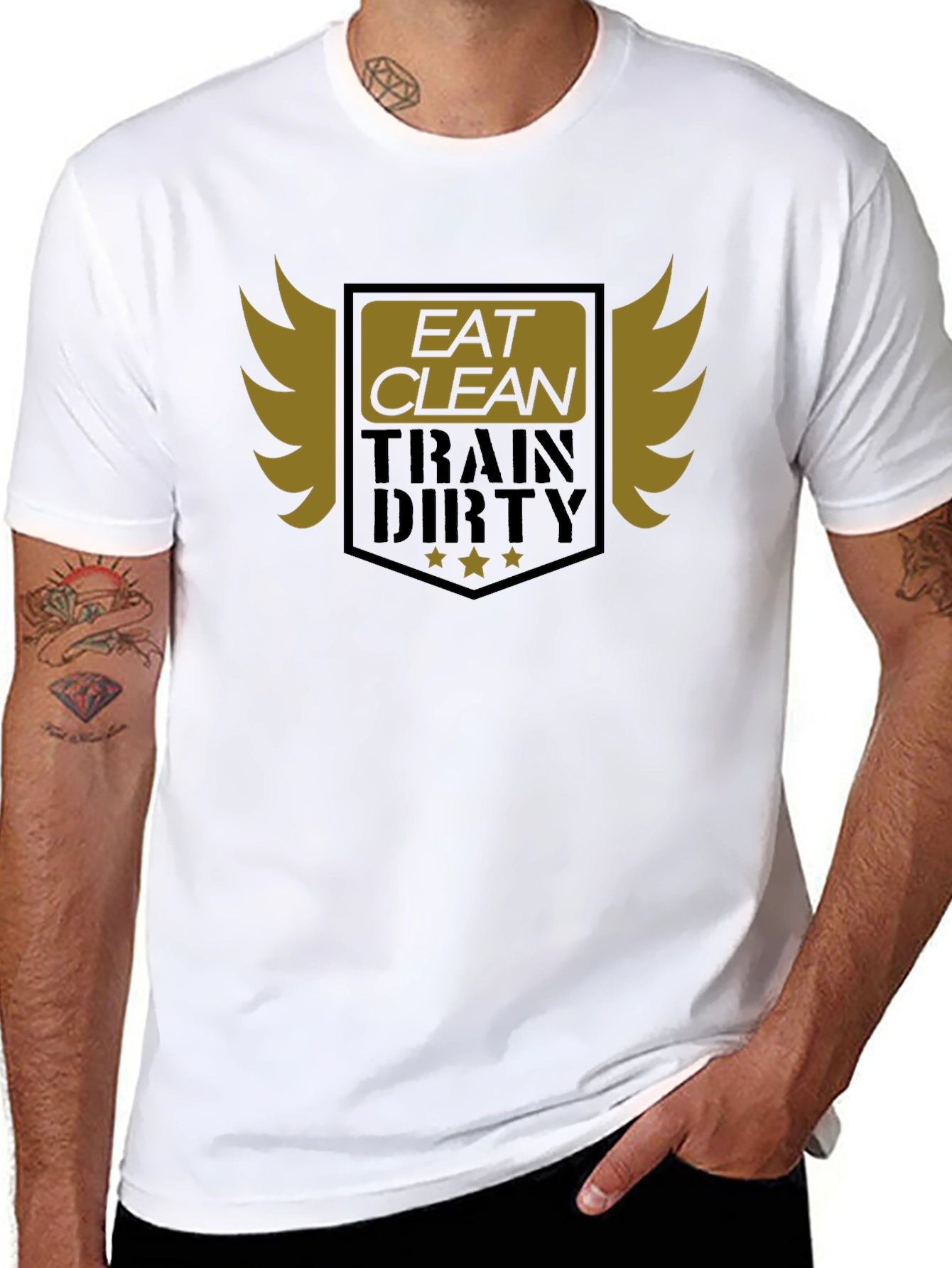 Eat Clean Train Dirty Black Graphic T-Shirt