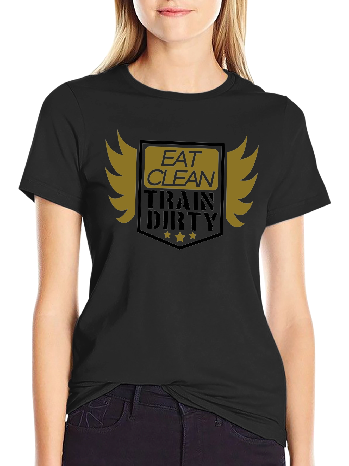 Eat Clean Train Dirty Black Graphic T-Shirt