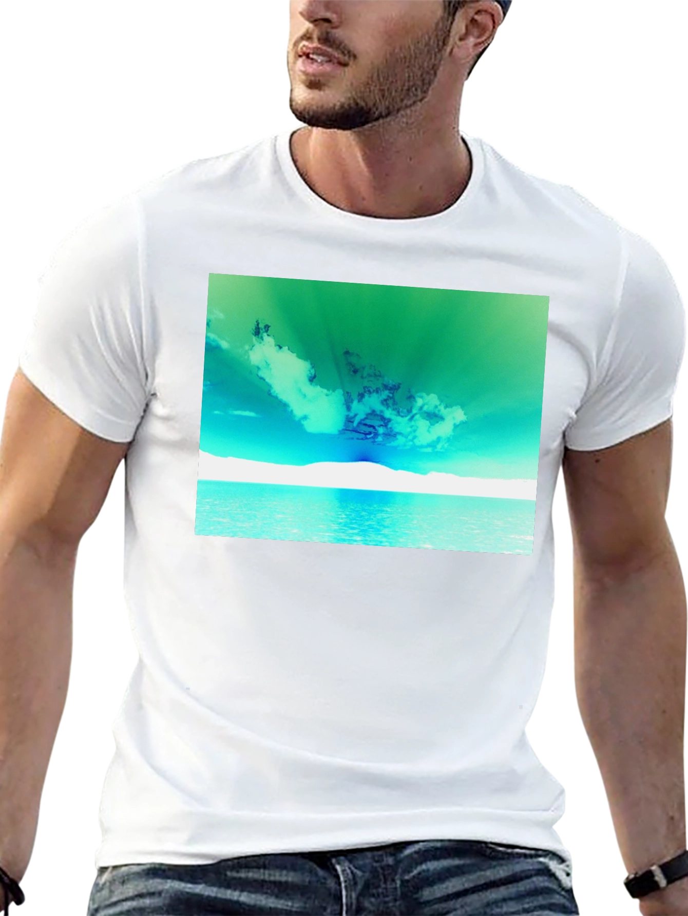 Surreal Sky Graphic Tee - Black Cotton Comfort