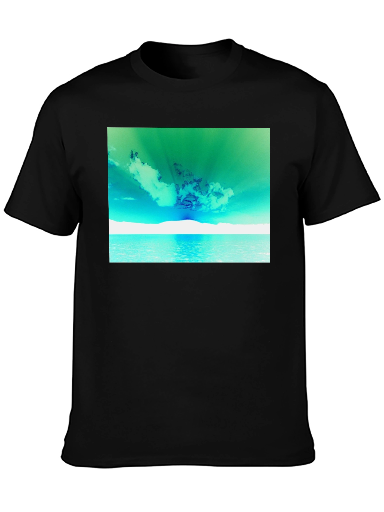 Surreal Sky Graphic Tee - Black Cotton Comfort