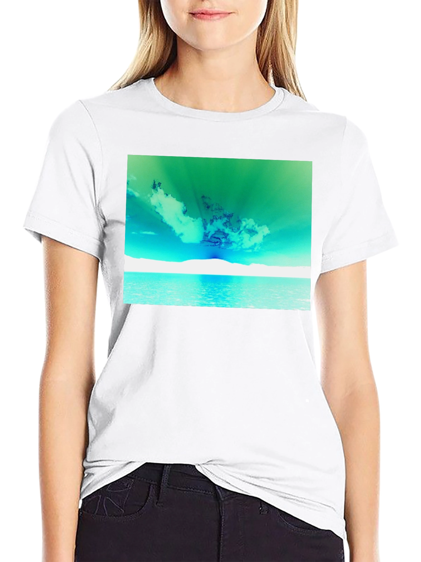 Surreal Sky Graphic Tee - Black Cotton Comfort