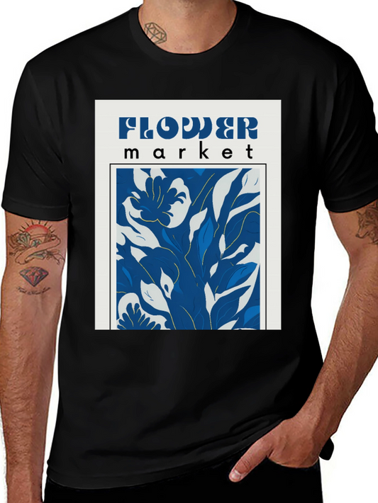 Flower Market Graphic Print Black T-Shirt