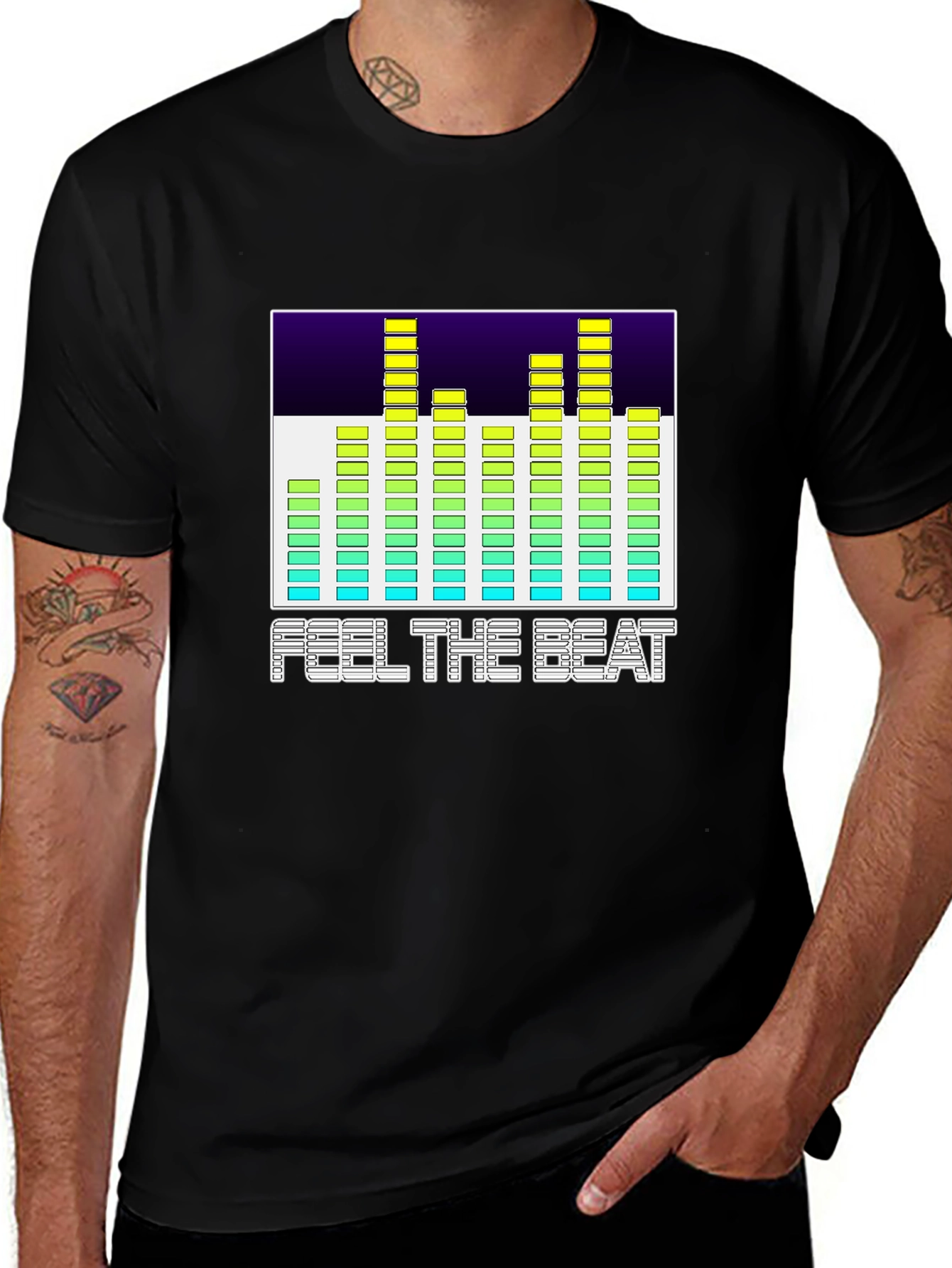 Feel The Beat Graphic Black T-Shirt