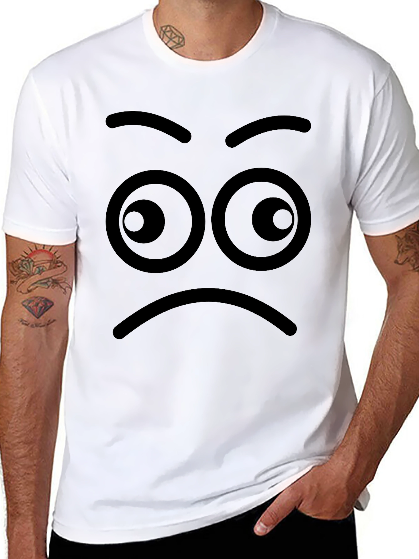 Expressive Face Black T-Shirt - Mens Unique Graphic Tee