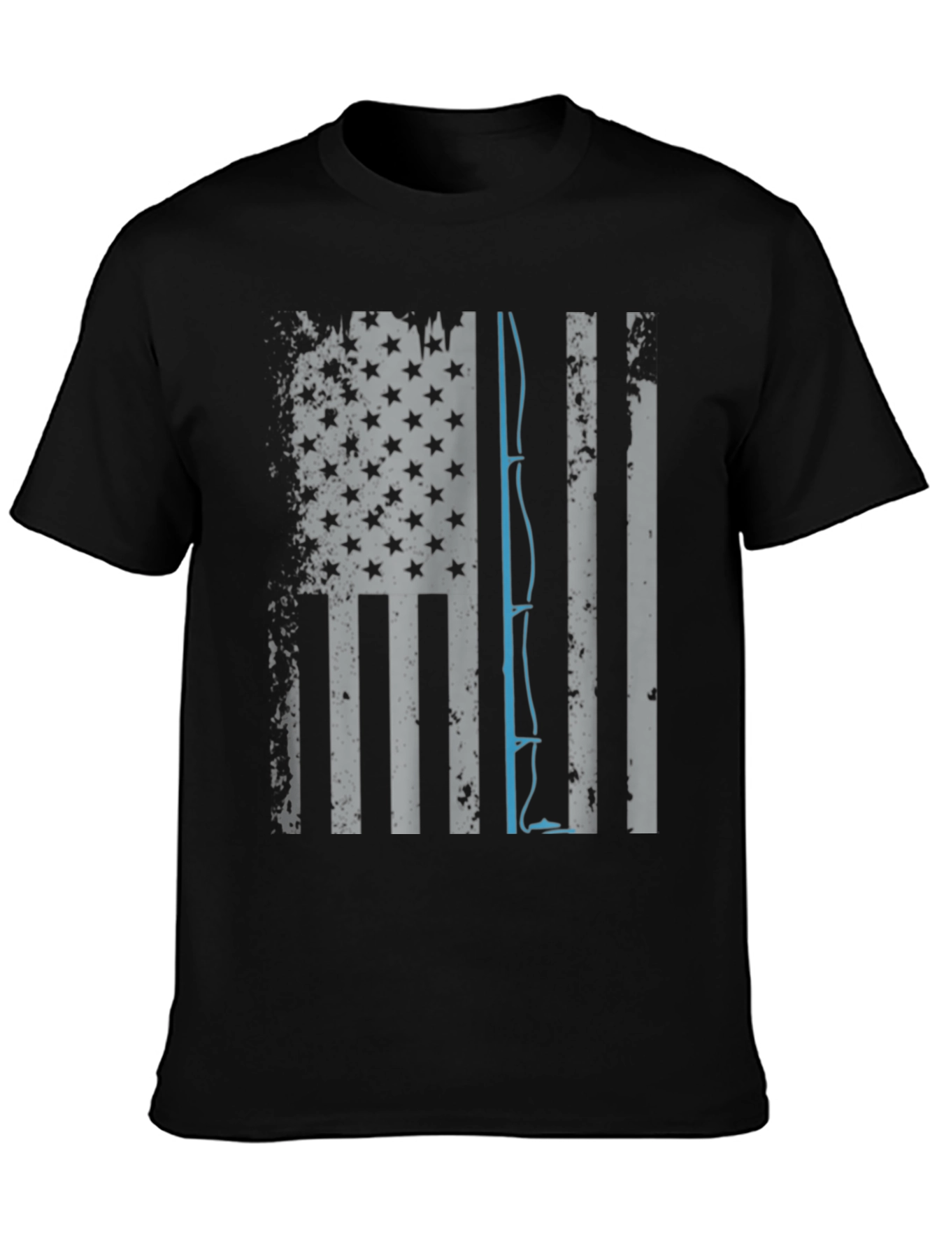 Fishing Rod USA Flag Graphic T-Shirt