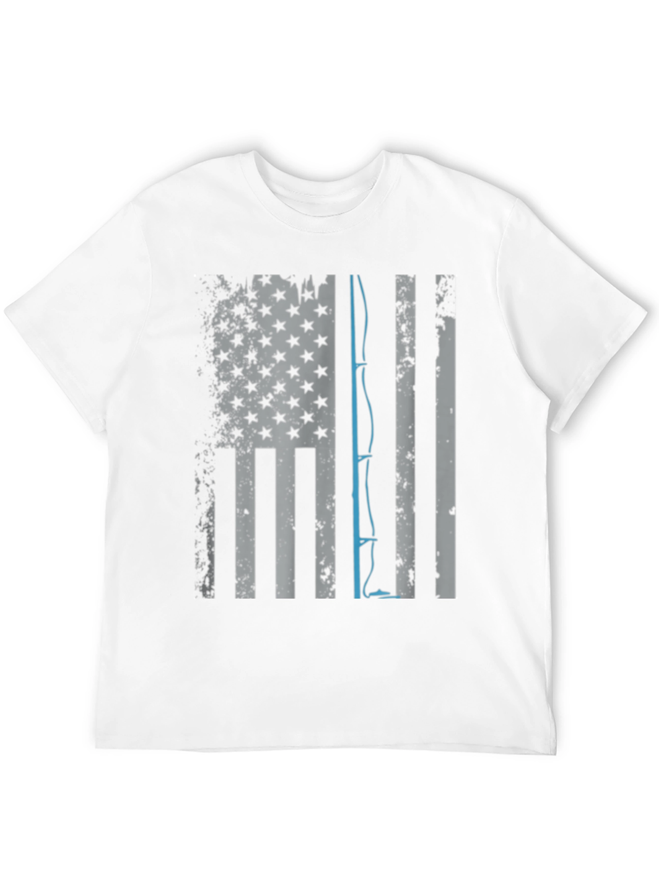 Fishing Rod USA Flag Graphic T-Shirt