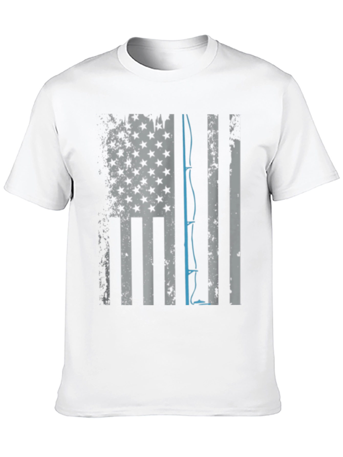 Fishing Rod USA Flag Graphic T-Shirt