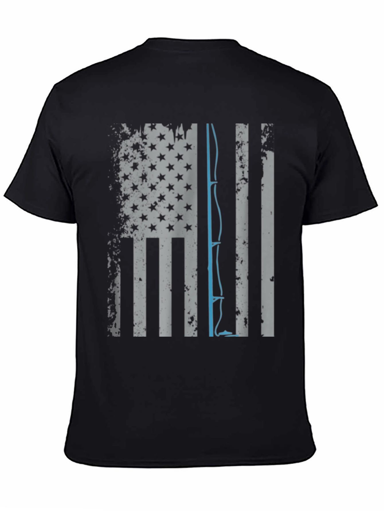 Fishing Rod USA Flag Graphic T-Shirt