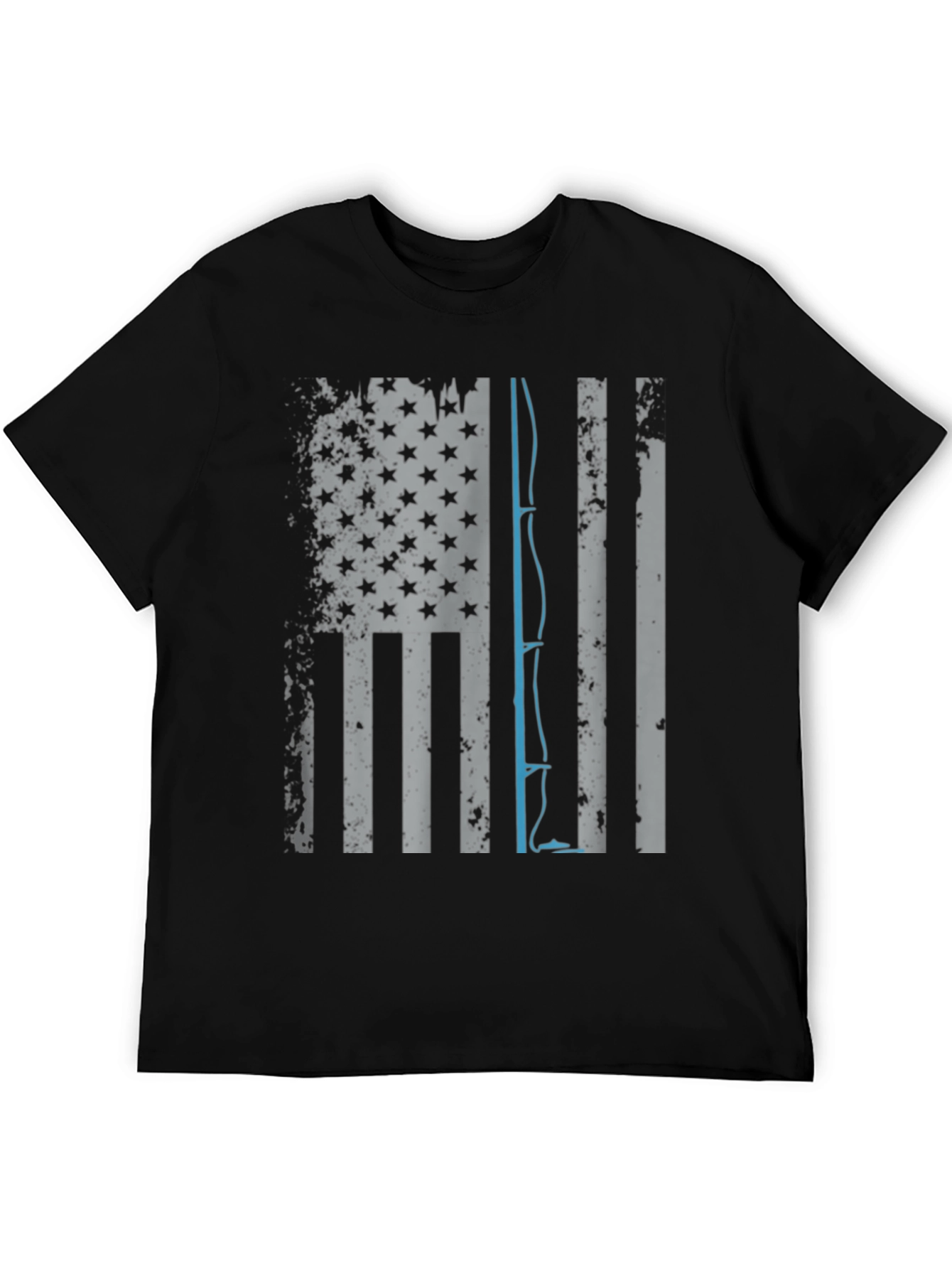 Fishing Rod USA Flag Graphic T-Shirt