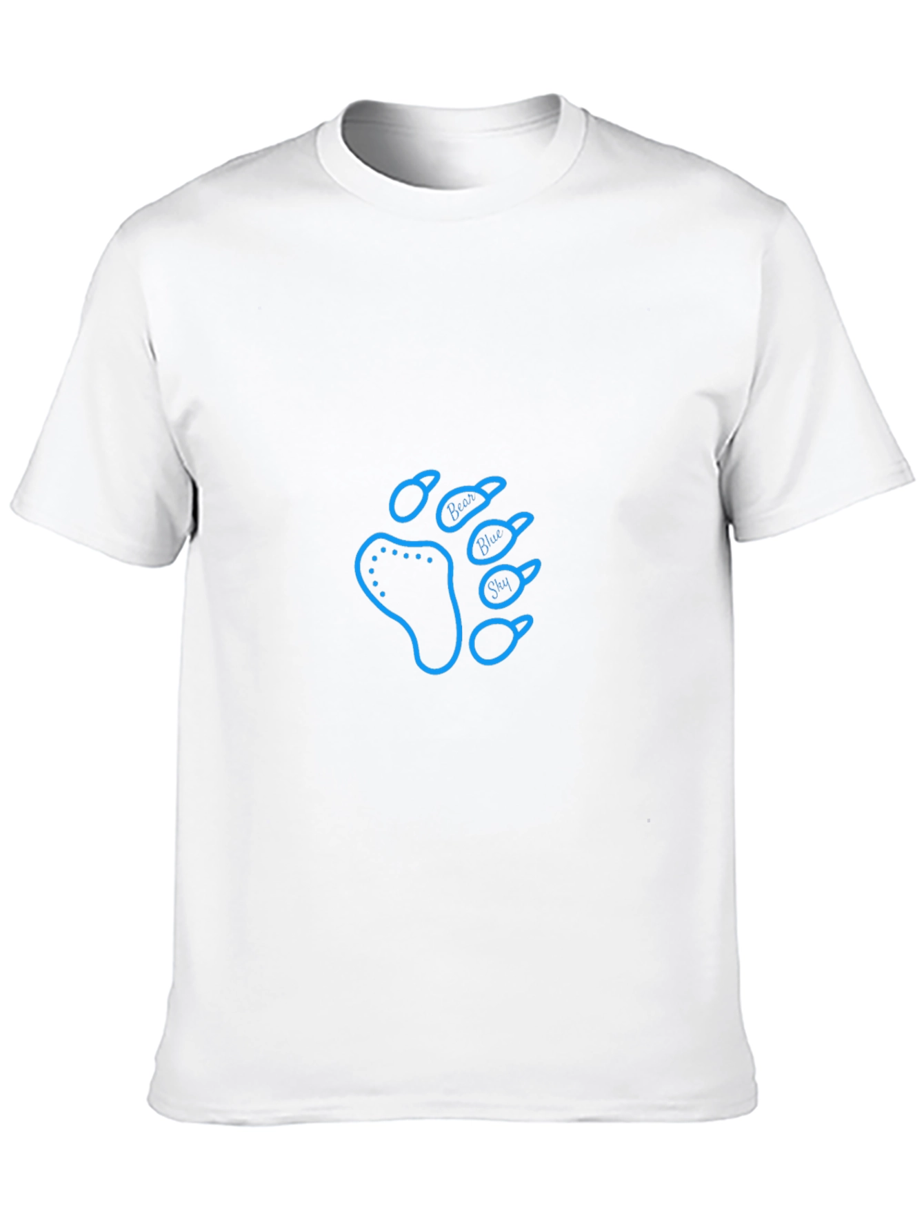 Blue Bear Paw Print Black T-Shirt