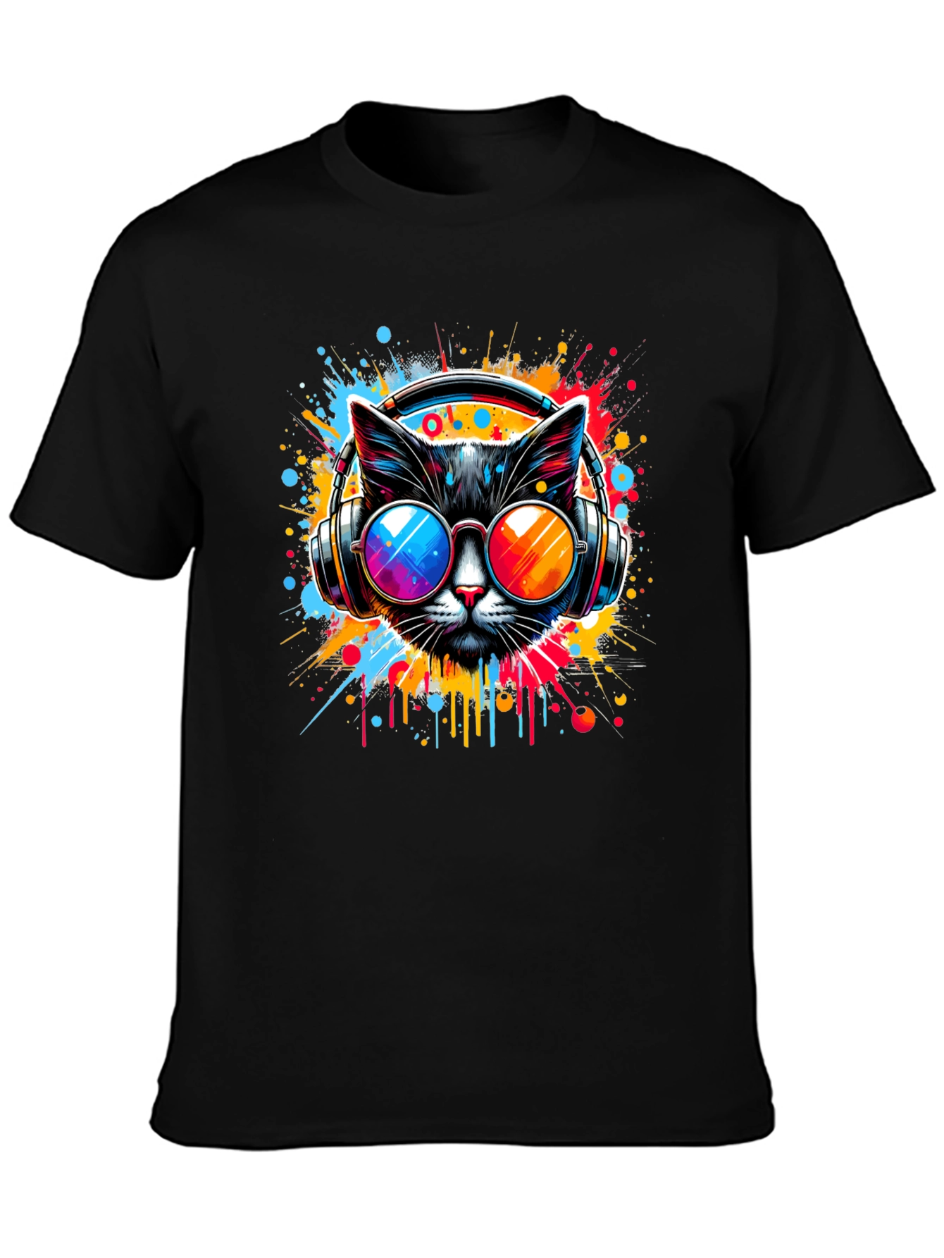 Cat DJ Graphic T-Shirt