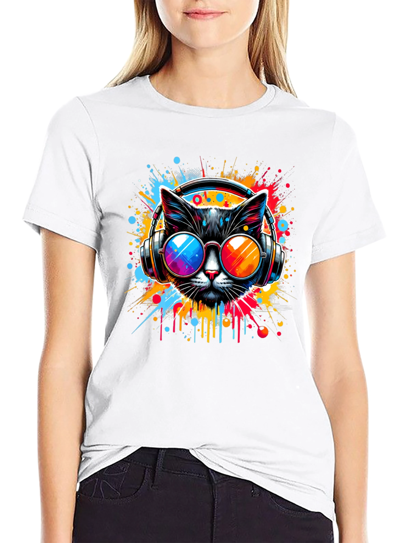 Cat DJ Graphic T-Shirt