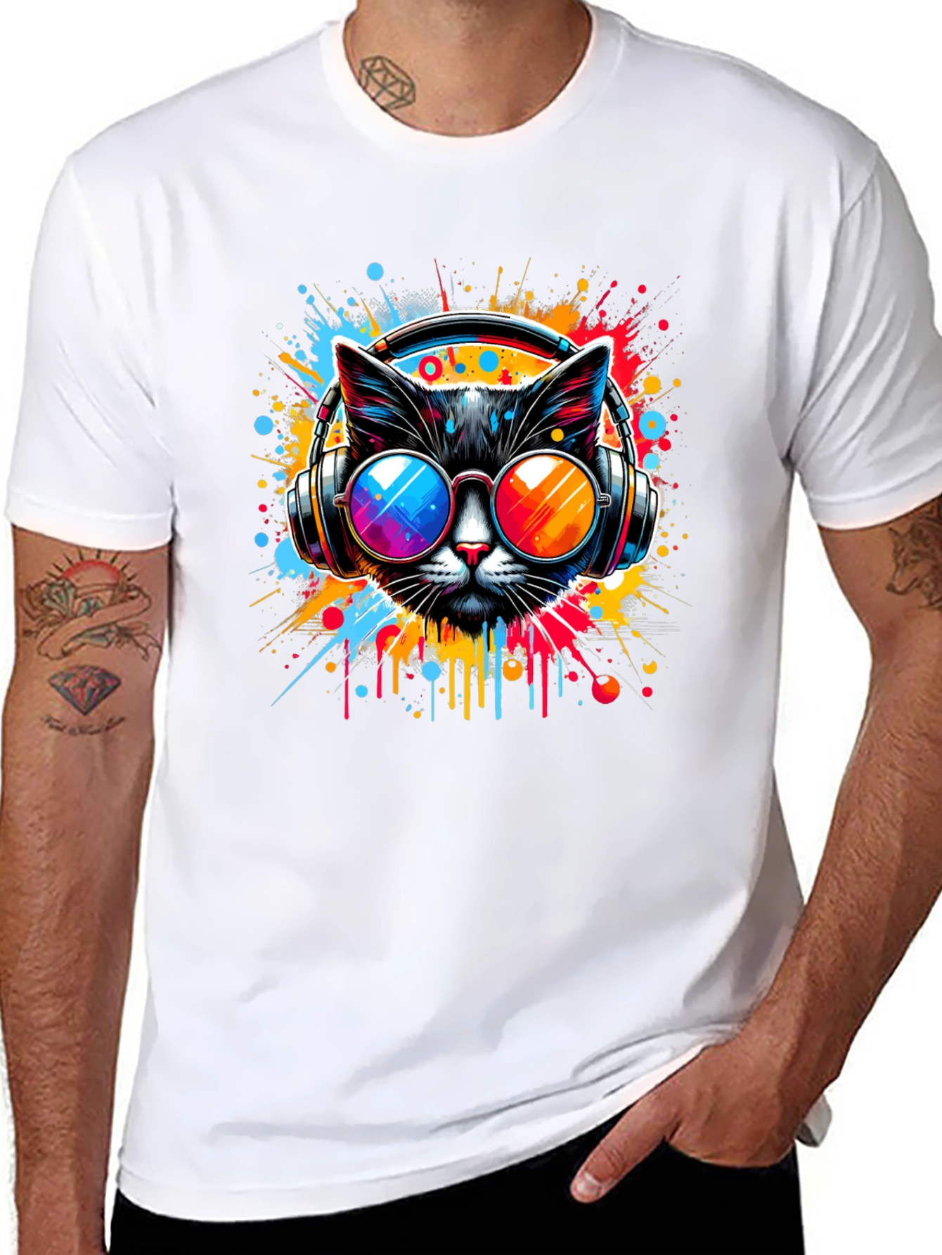 Cat DJ Graphic T-Shirt