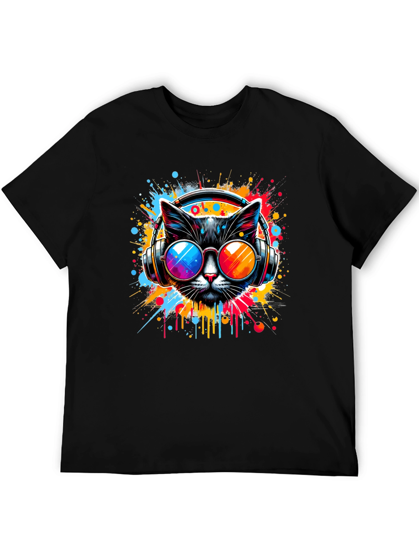 Cat DJ Graphic T-Shirt