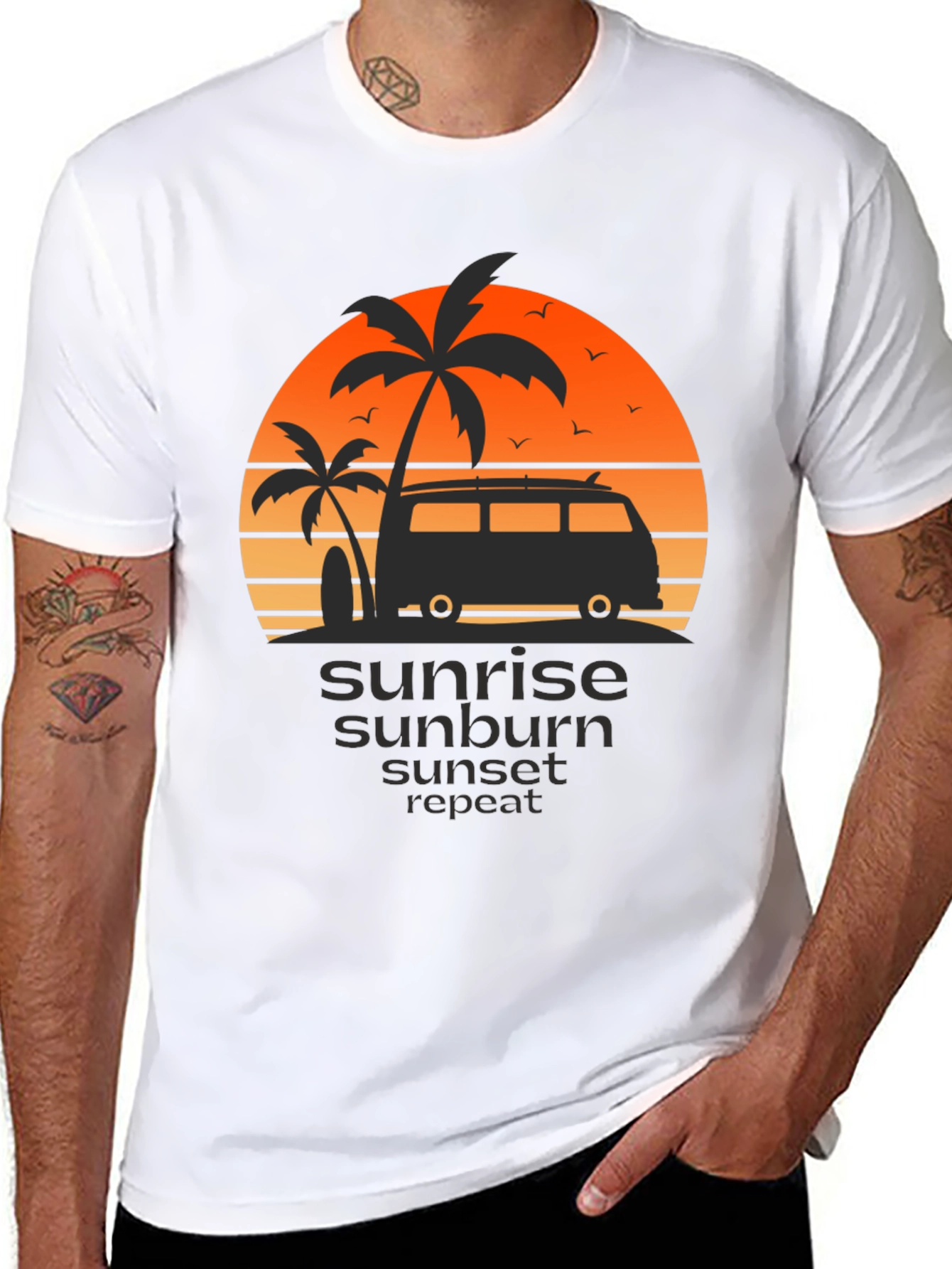 Sunrise Sunburn Sunset Repeat Graphic T-Shirt