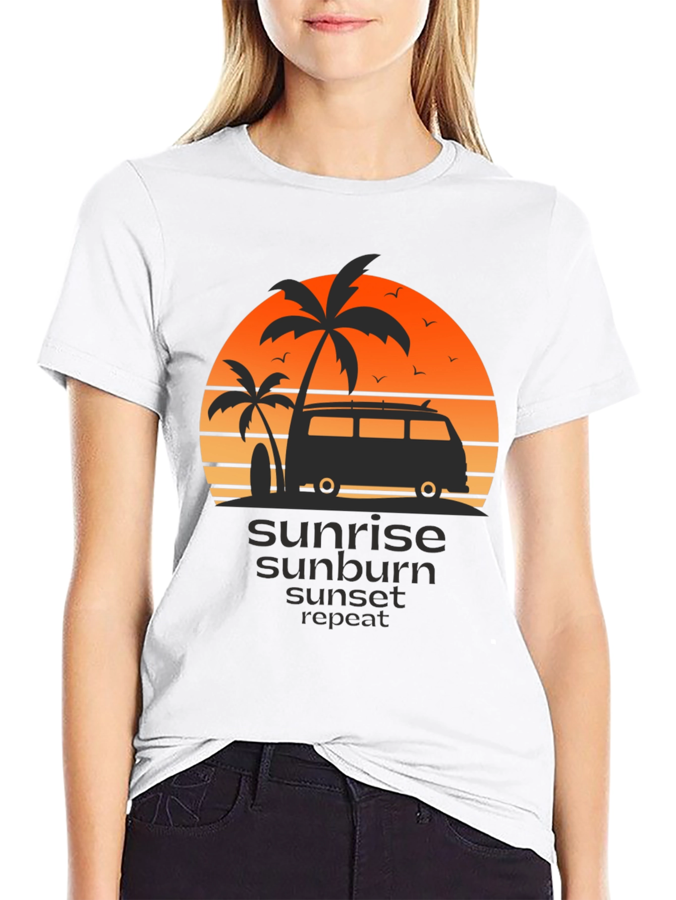 Sunrise Sunburn Sunset Repeat Graphic T-Shirt