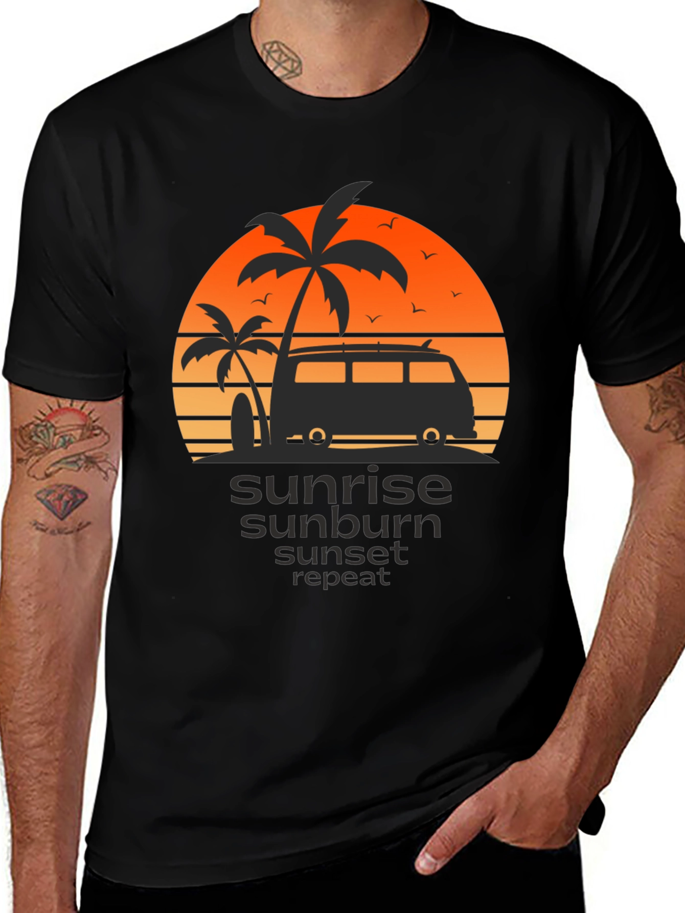 Sunrise Sunburn Sunset Repeat Graphic T-Shirt