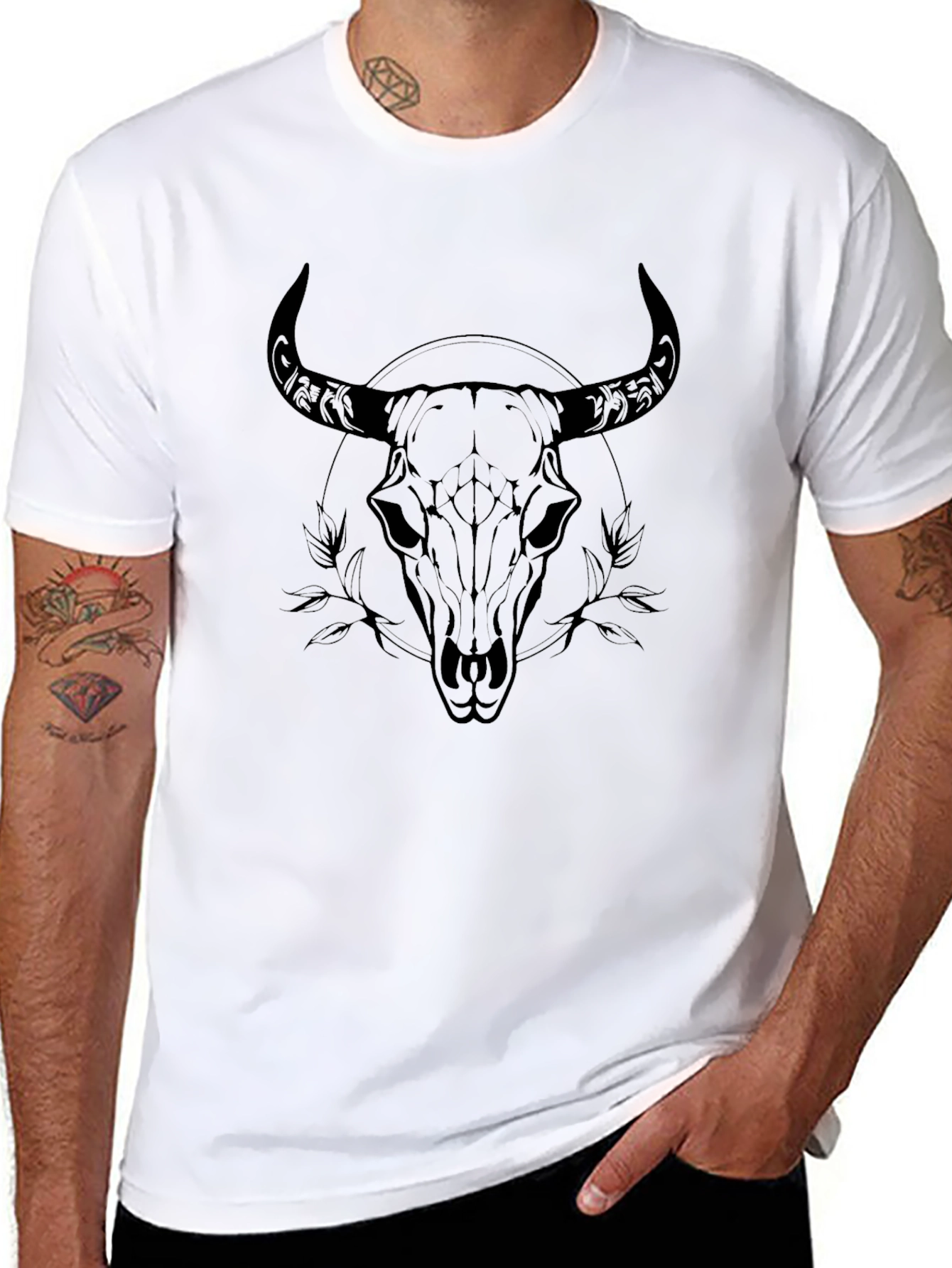Bull Skull Graphic Tee - Mens Black T-Shirt
