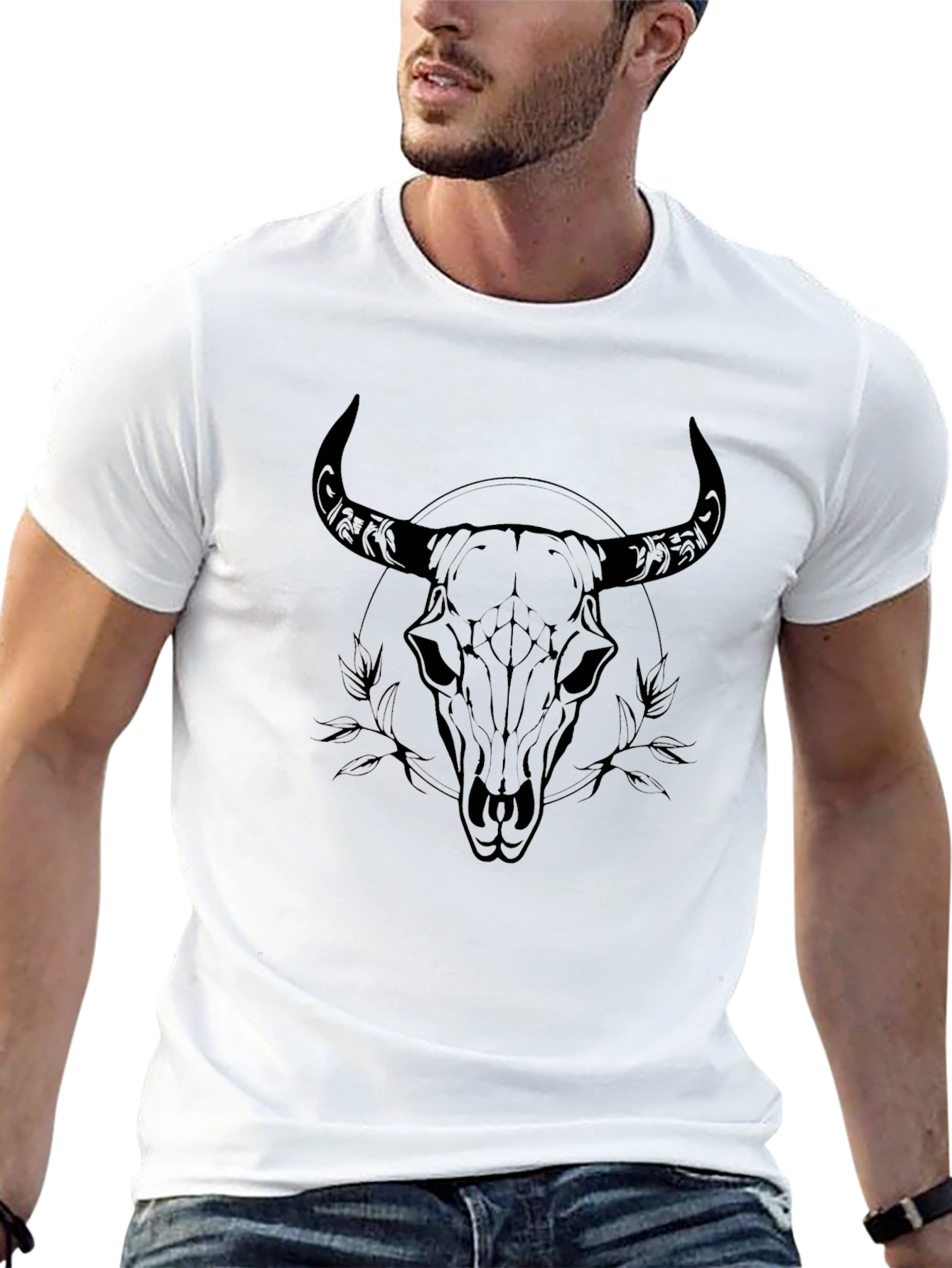 Bull Skull Graphic Tee - Mens Black T-Shirt