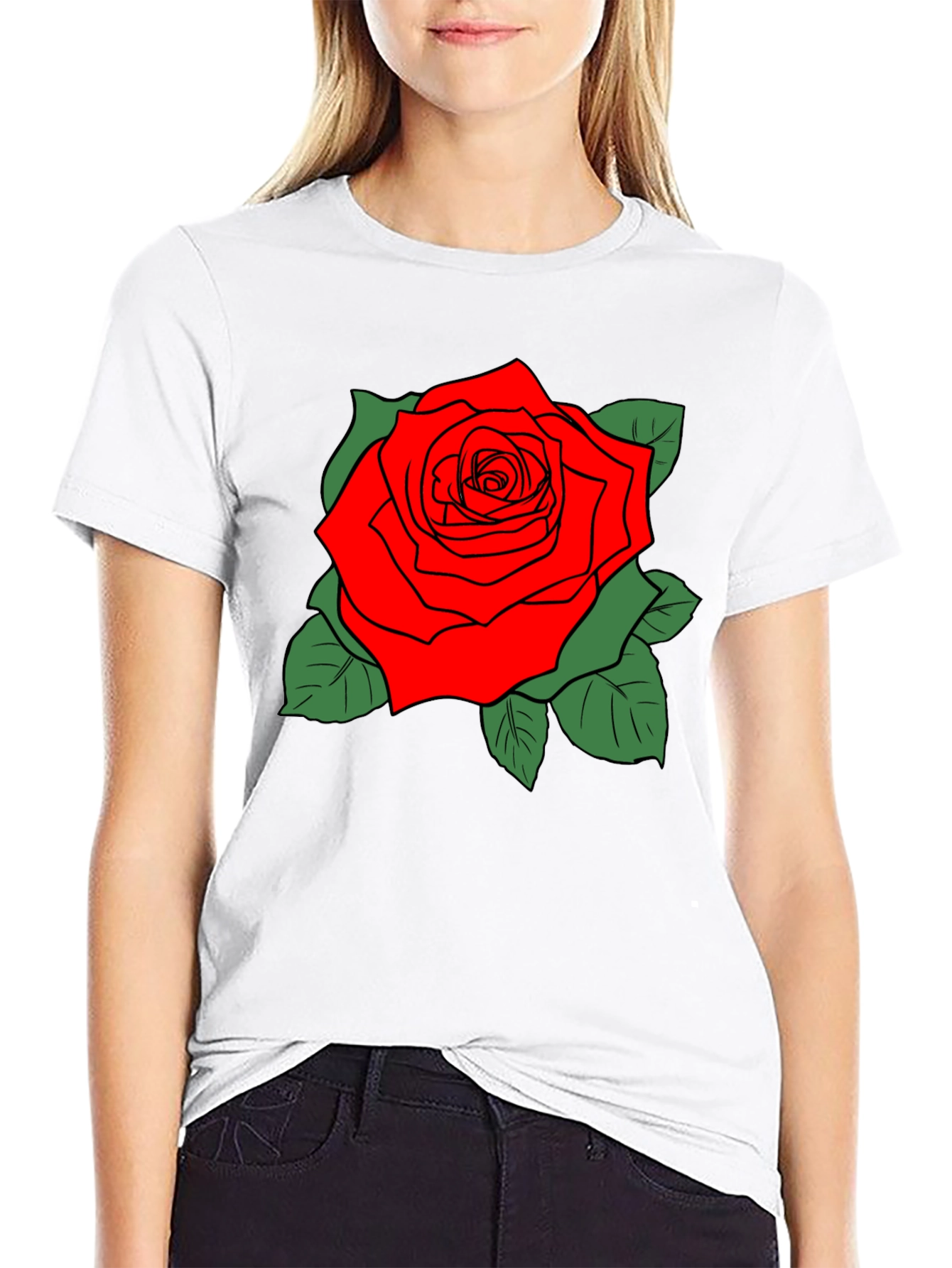 Bold Rose Graphic Black T-Shirt
