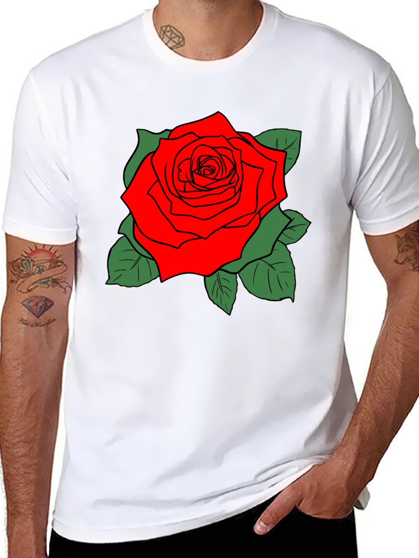 Bold Rose Graphic Black T-Shirt