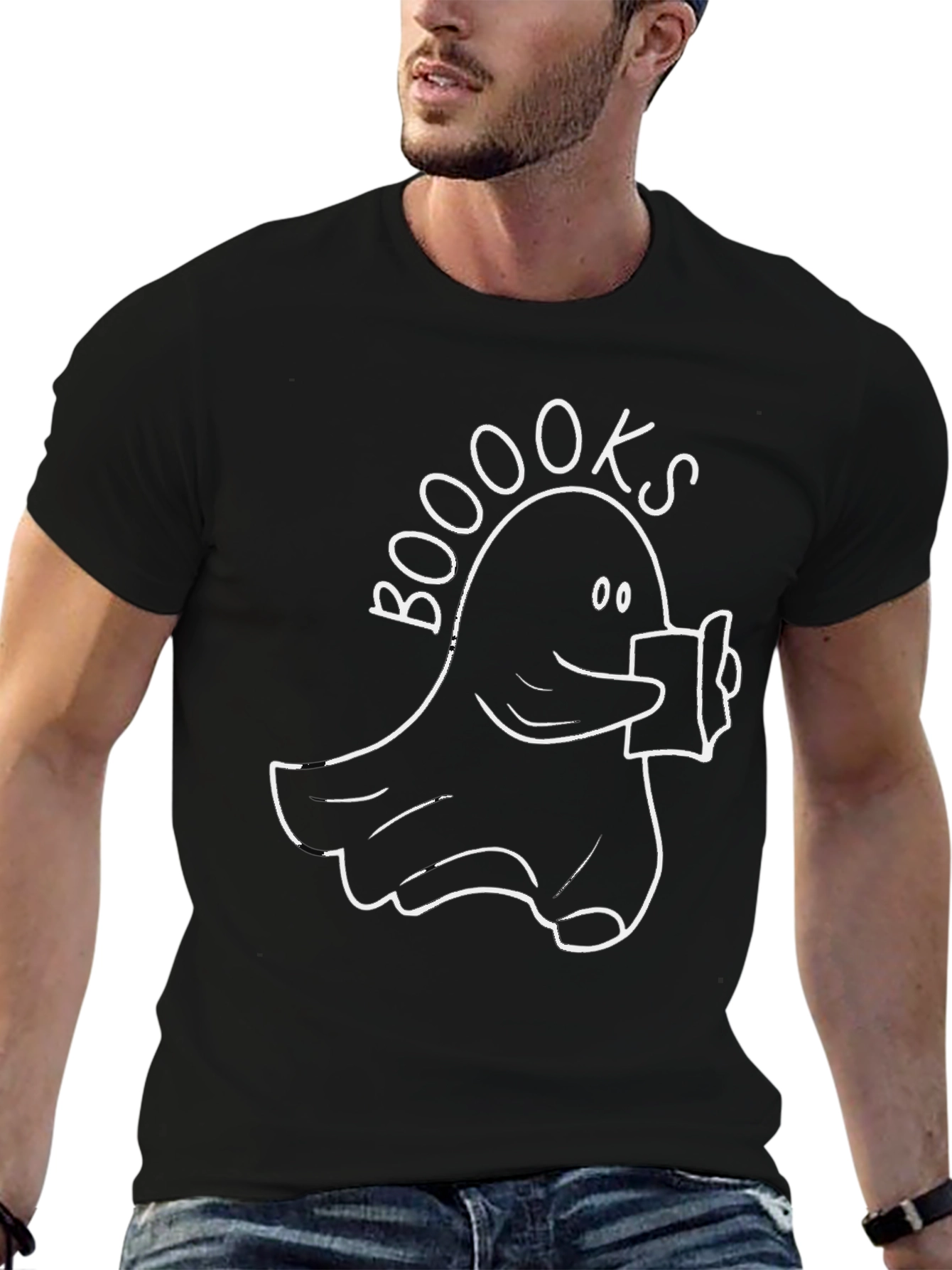 Booooks Ghost Reading T-Shirt - Spooky Fun