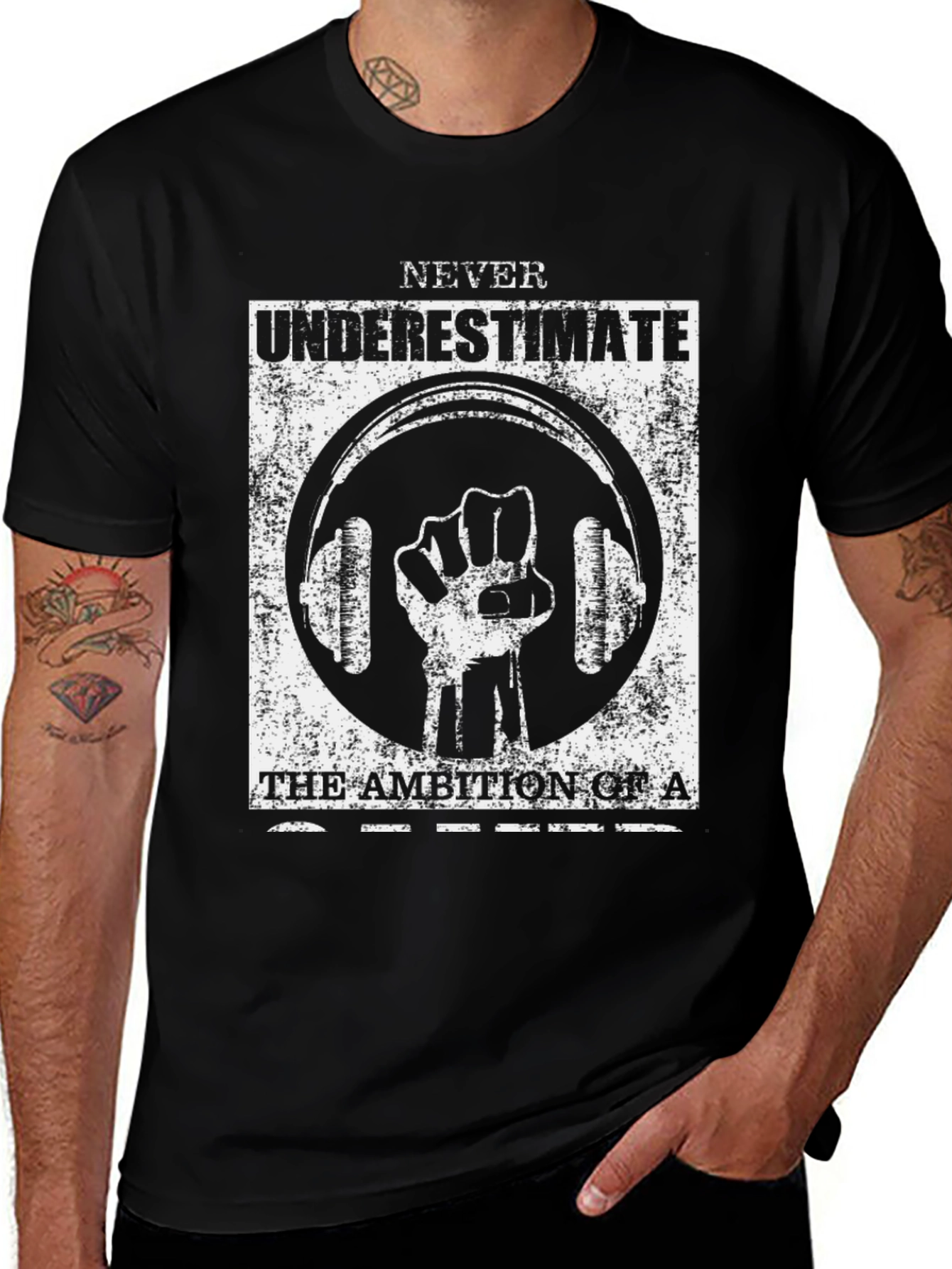 Never Underestimate DJ Ambition Black T-Shirt