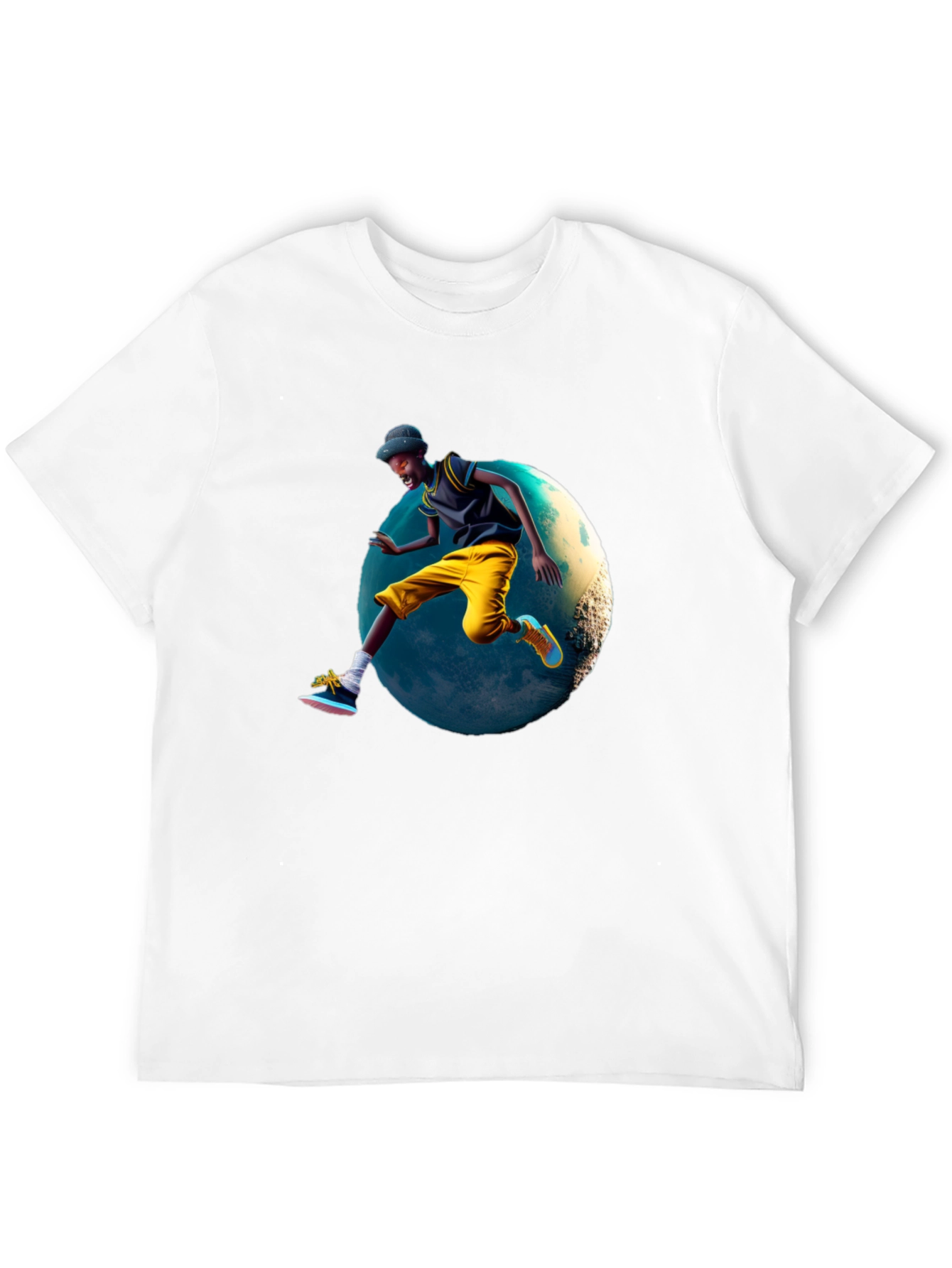 Cool Black T-Shirt with Jumping Figure Design