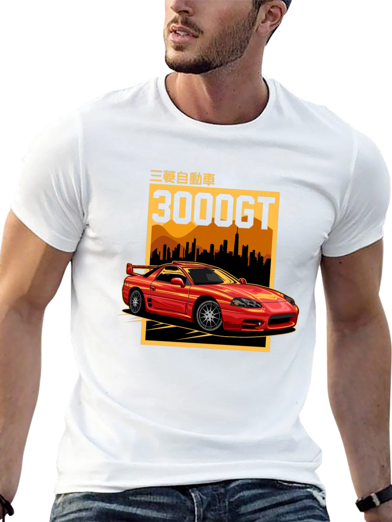 Mitsubishi 3000GT Car Graphic Black T-Shirt