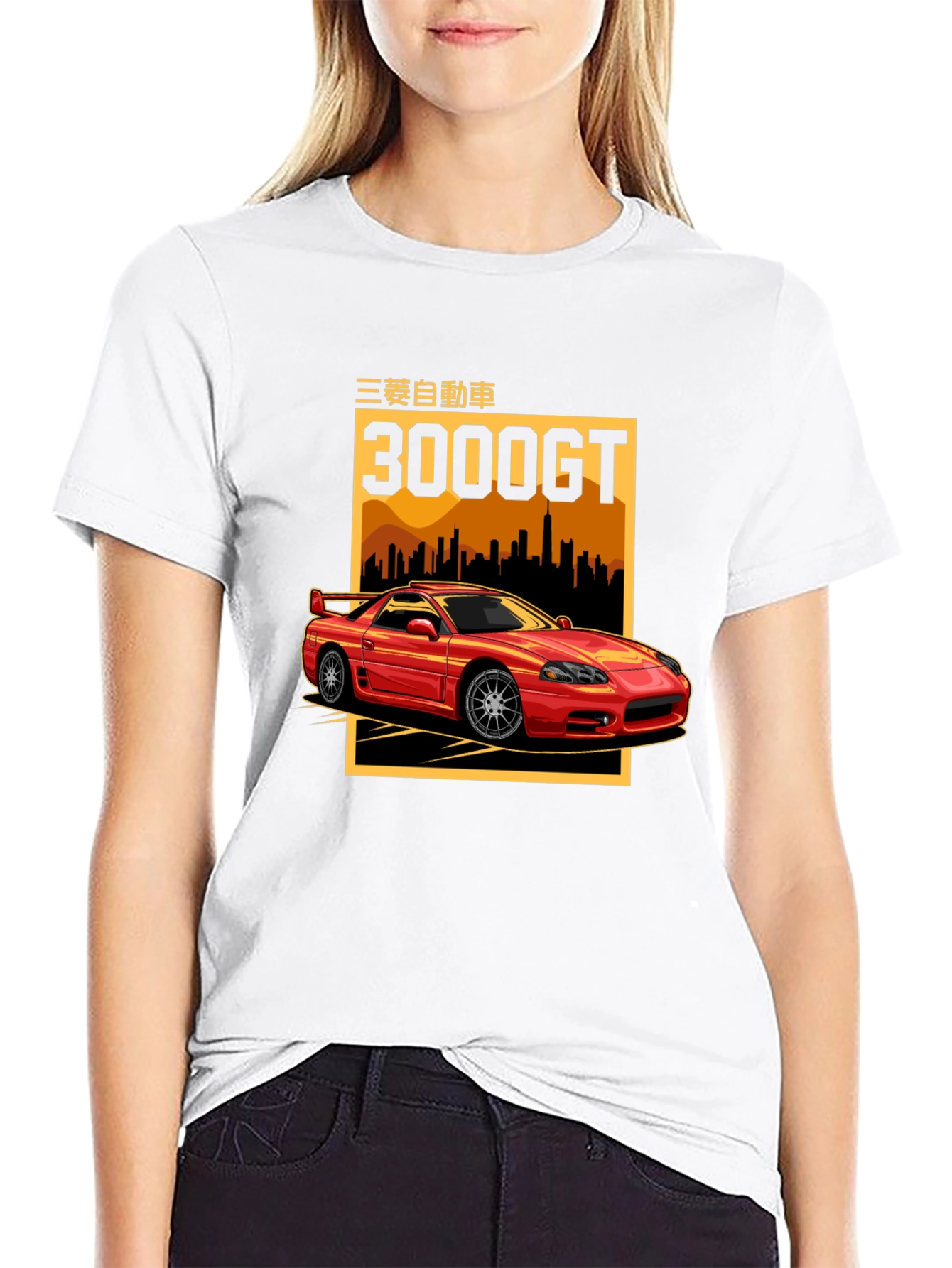 Mitsubishi 3000GT Car Graphic Black T-Shirt