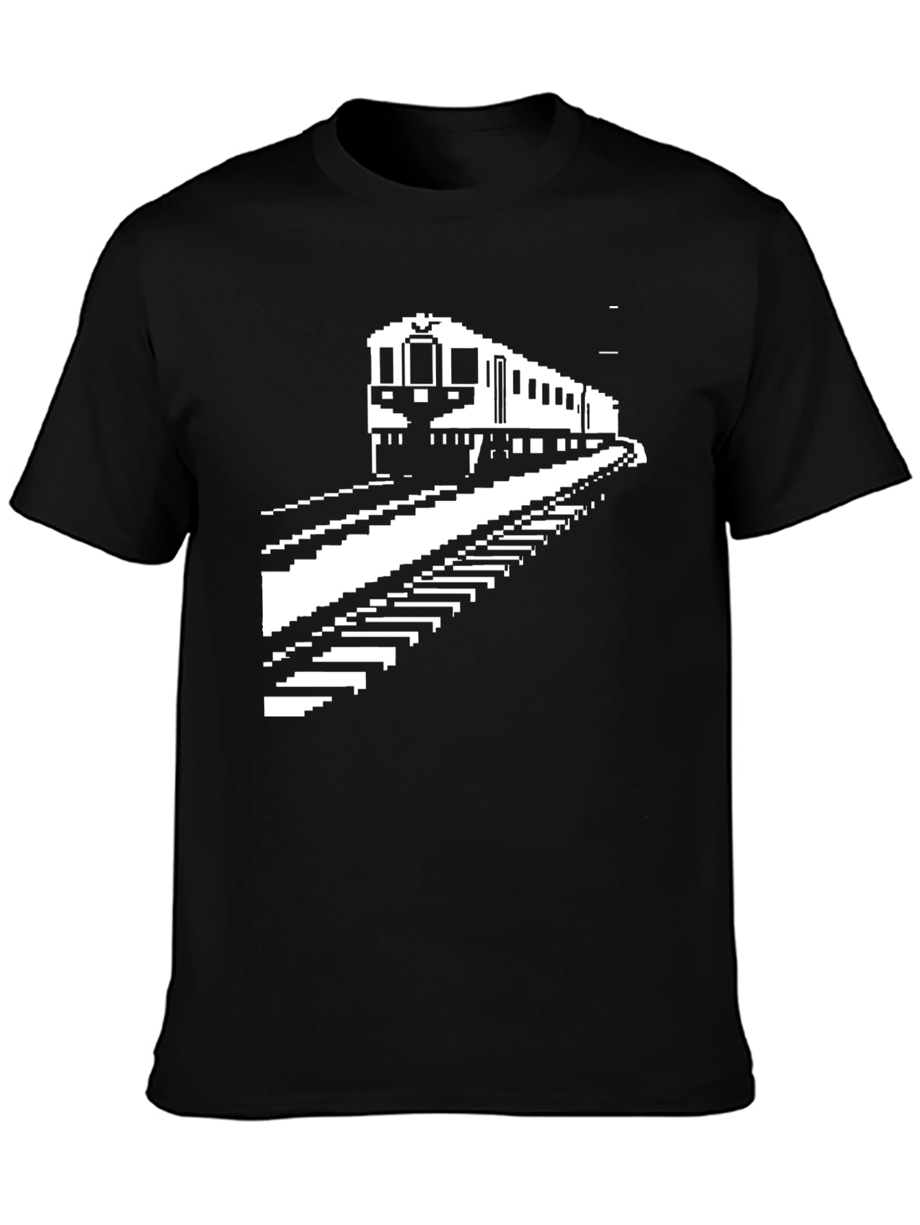 Retro Pixel Train Graphic Tee - Black