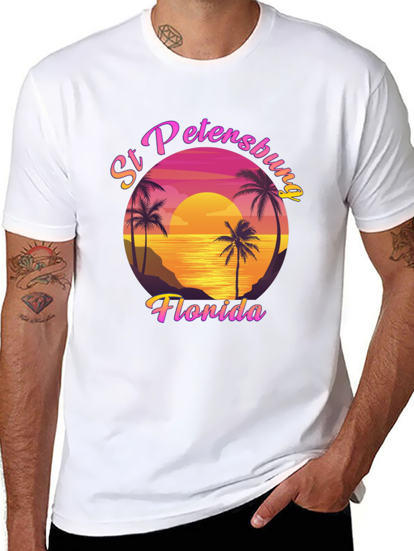 St Petersburg Florida T-Shirt Retro Sunset Palm Tee