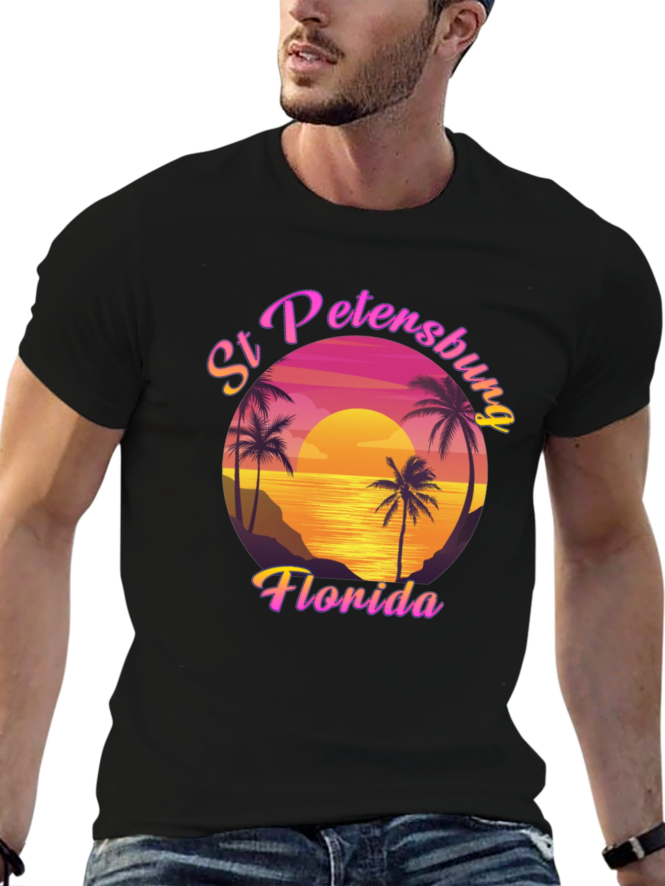 St Petersburg Florida T-Shirt Retro Sunset Palm Tee