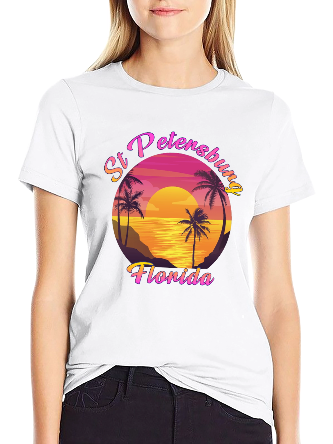St Petersburg Florida T-Shirt Retro Sunset Palm Tee