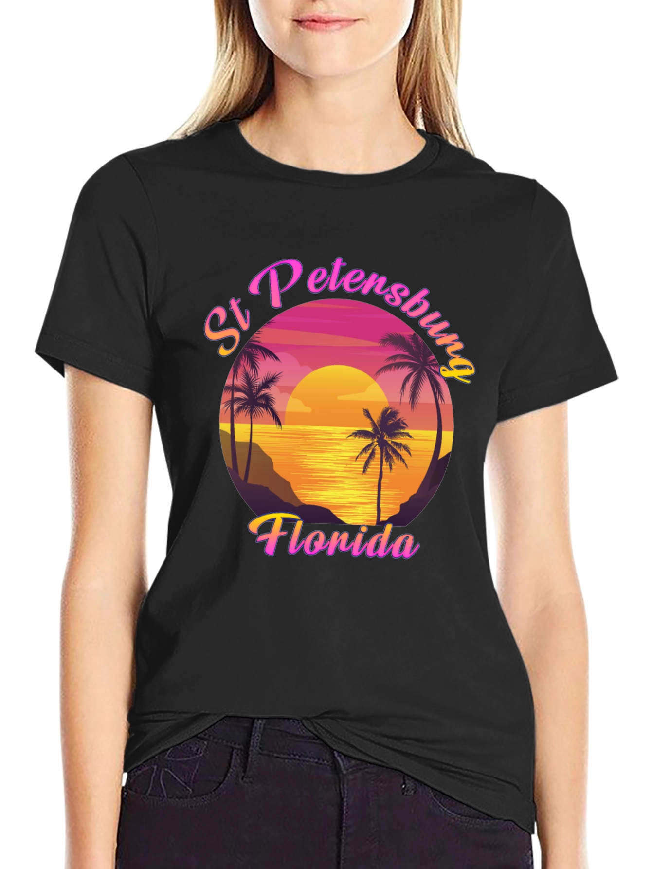 St Petersburg Florida T-Shirt Retro Sunset Palm Tee