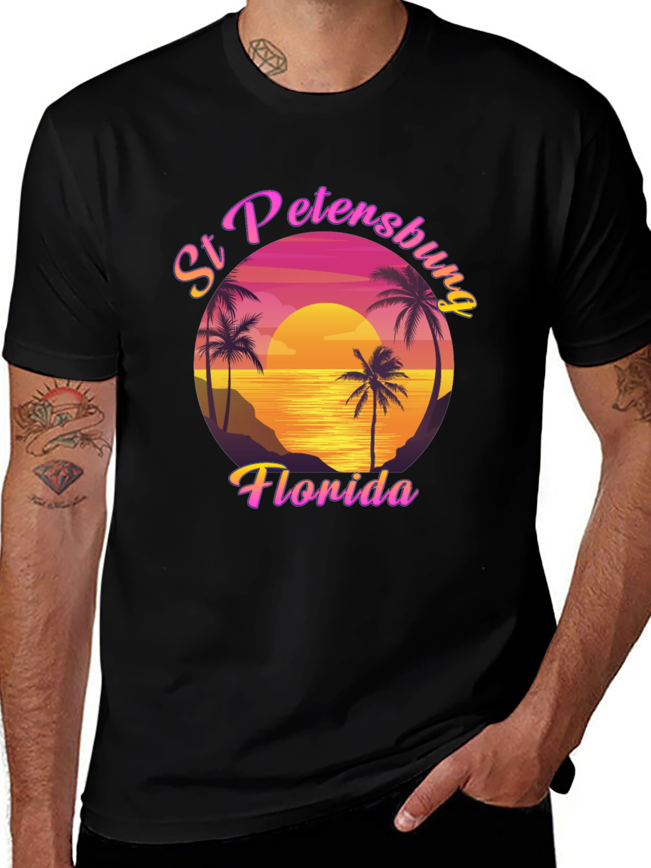 St Petersburg Florida T-Shirt Retro Sunset Palm Tee