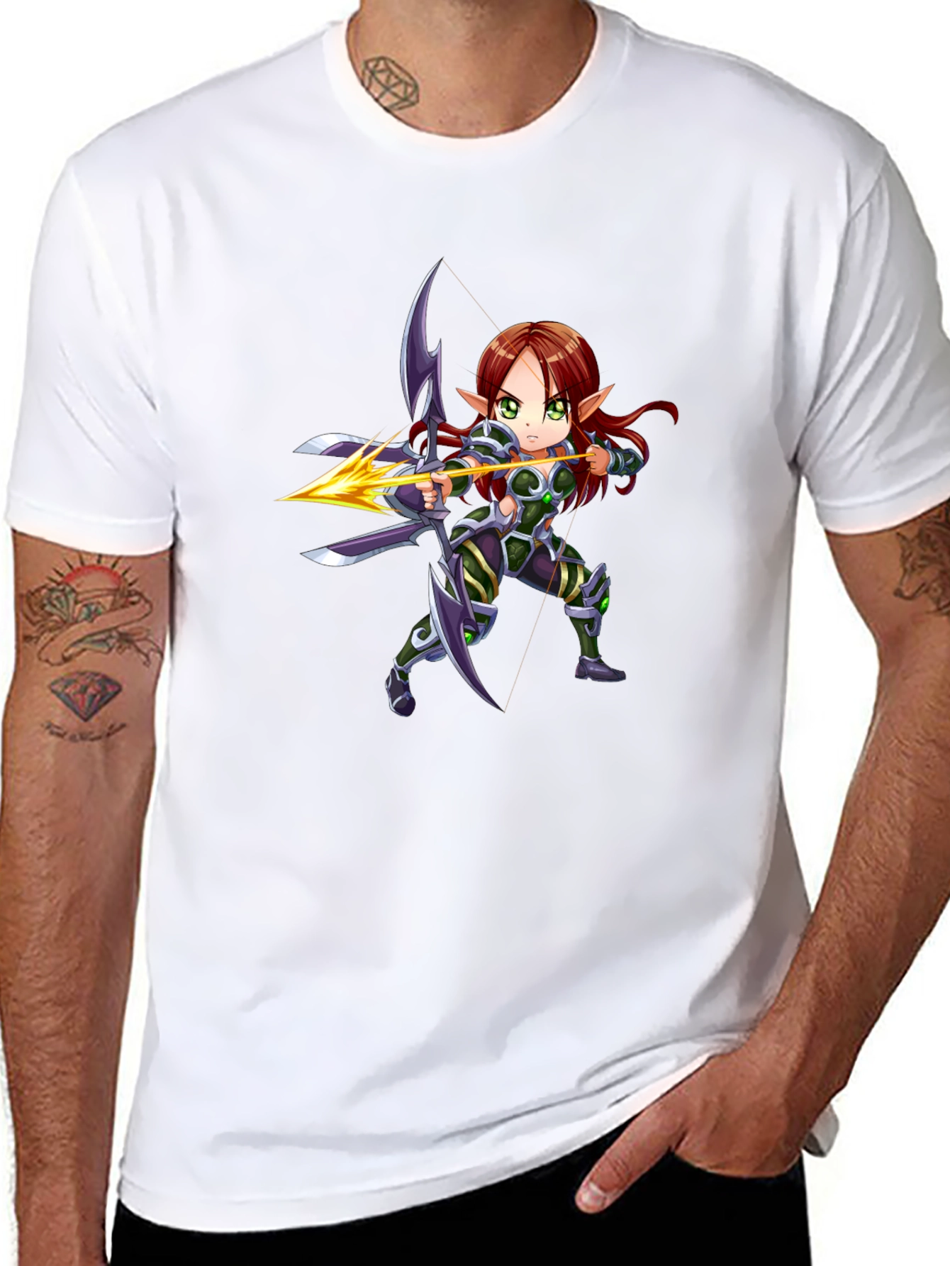 Elf Archer Graphic T-Shirt - Black