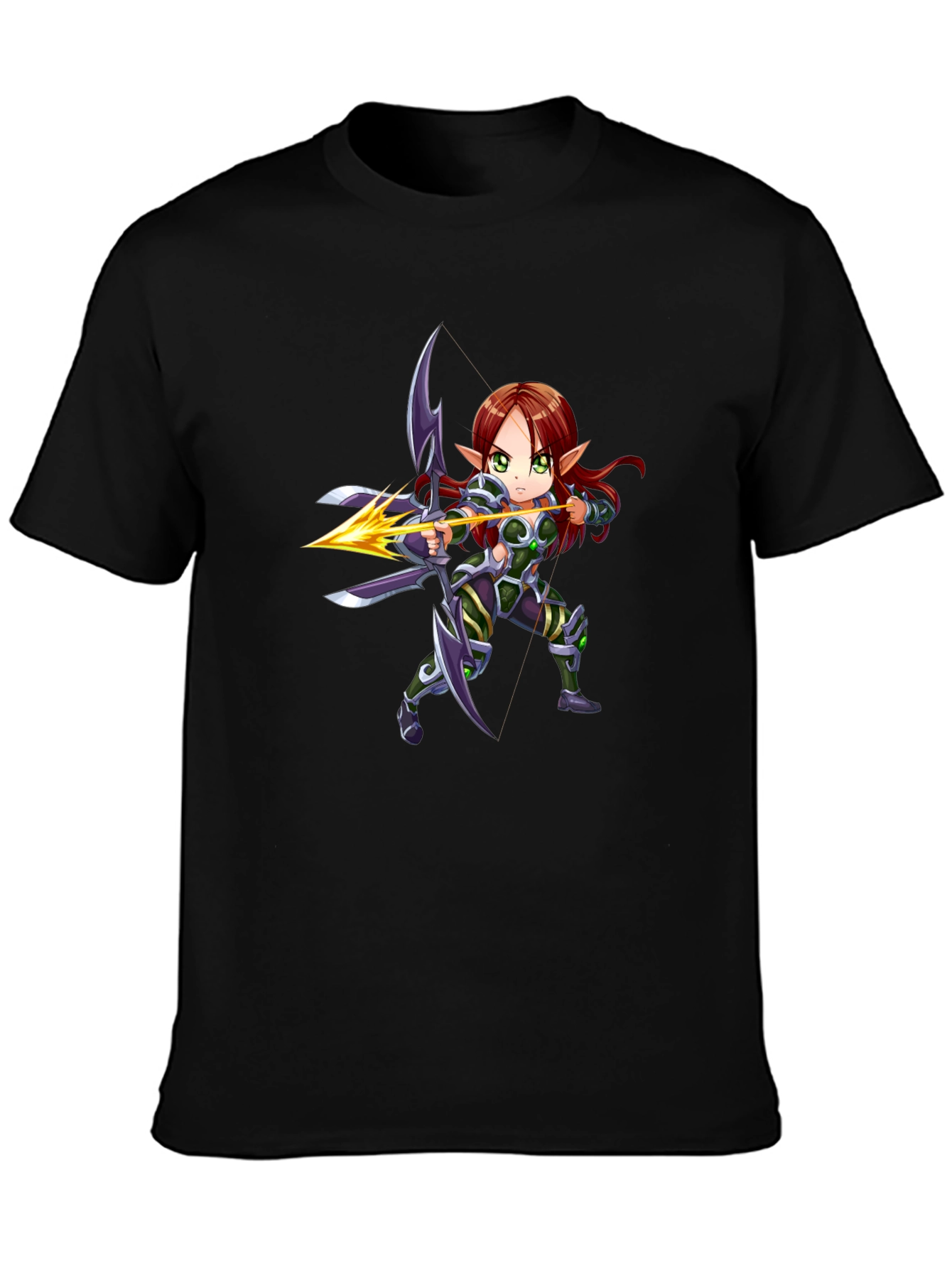 Elf Archer Graphic T-Shirt - Black