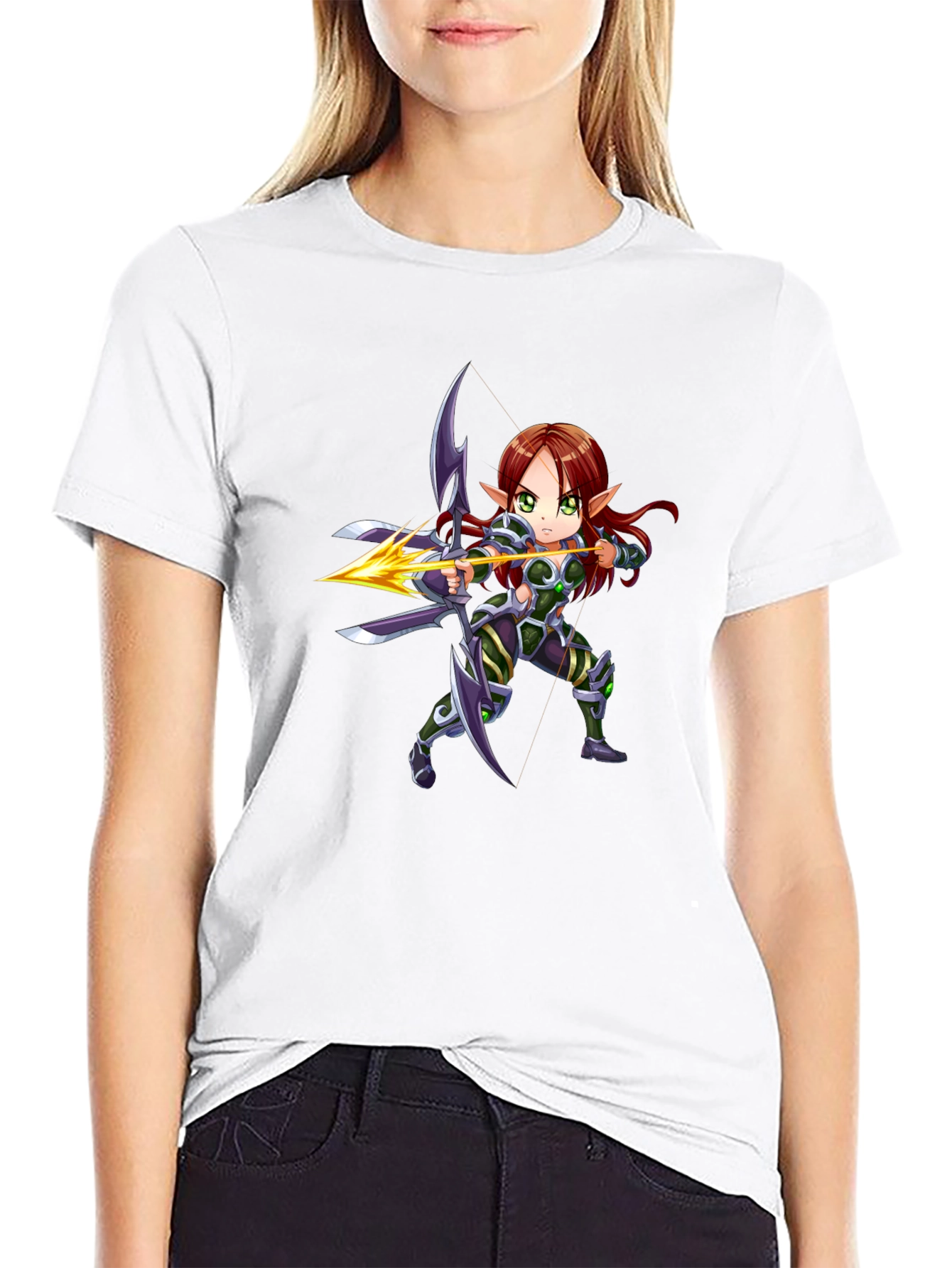 Elf Archer Graphic T-Shirt - Black