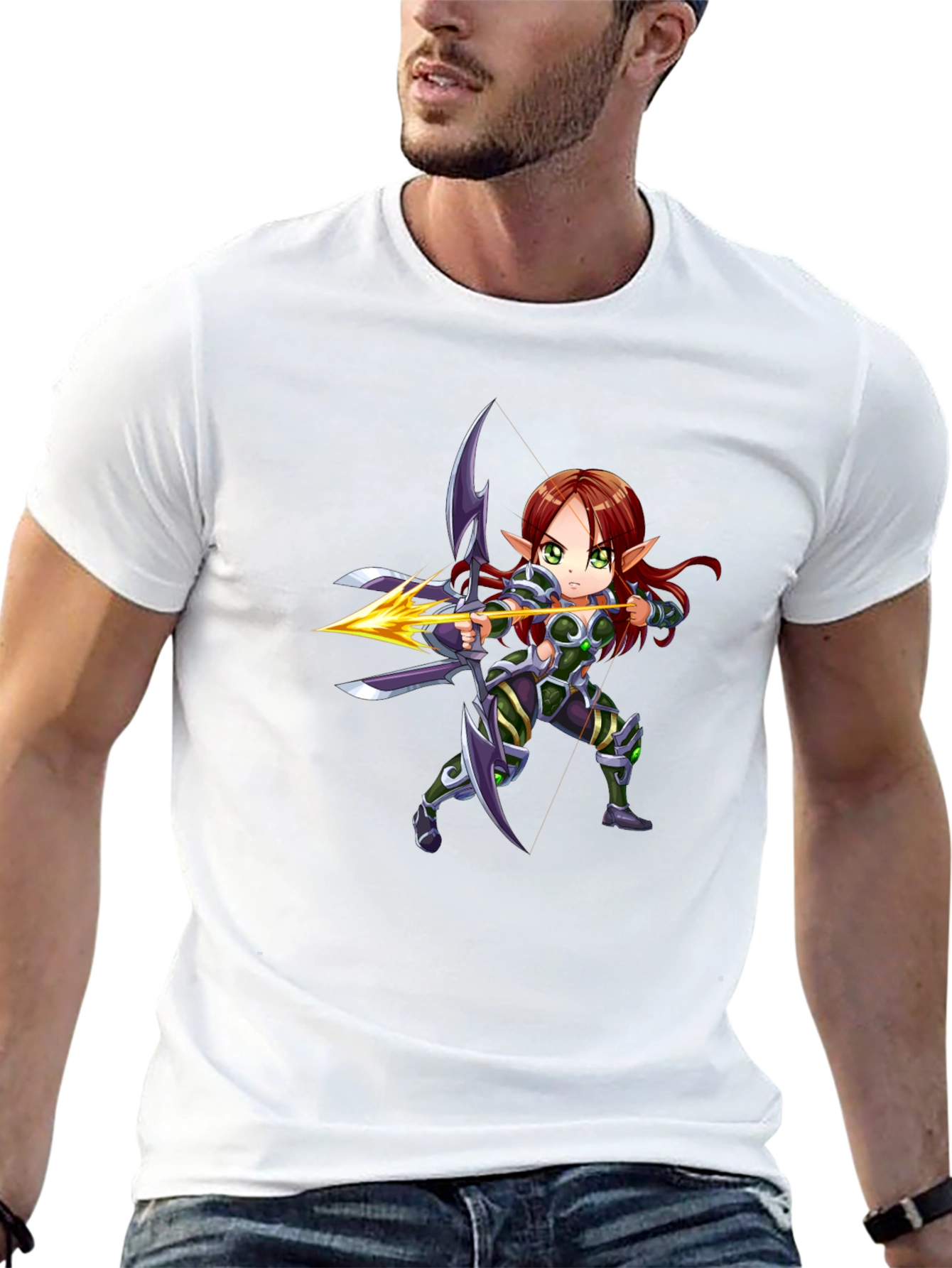 Elf Archer Graphic T-Shirt - Black