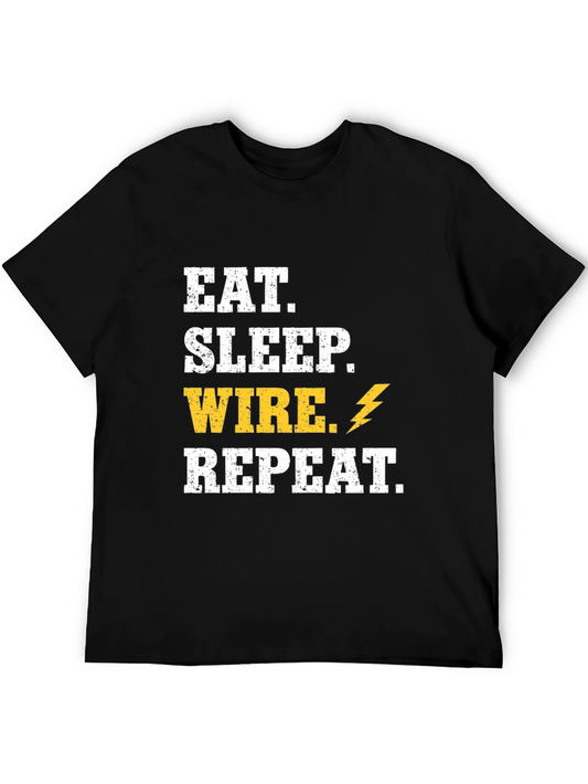 Eat Sleep Wire Repeat T-Shirt - Electrician Gift