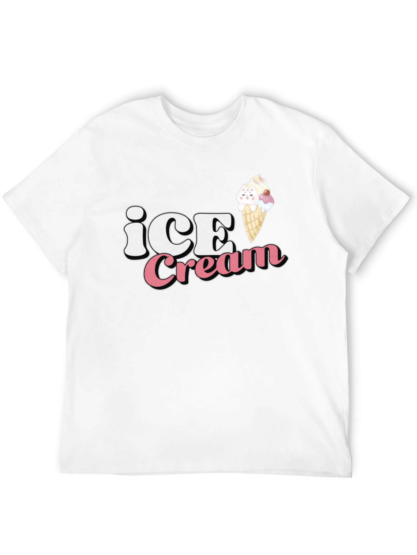 Ice Cream Kitty Black T-Shirt