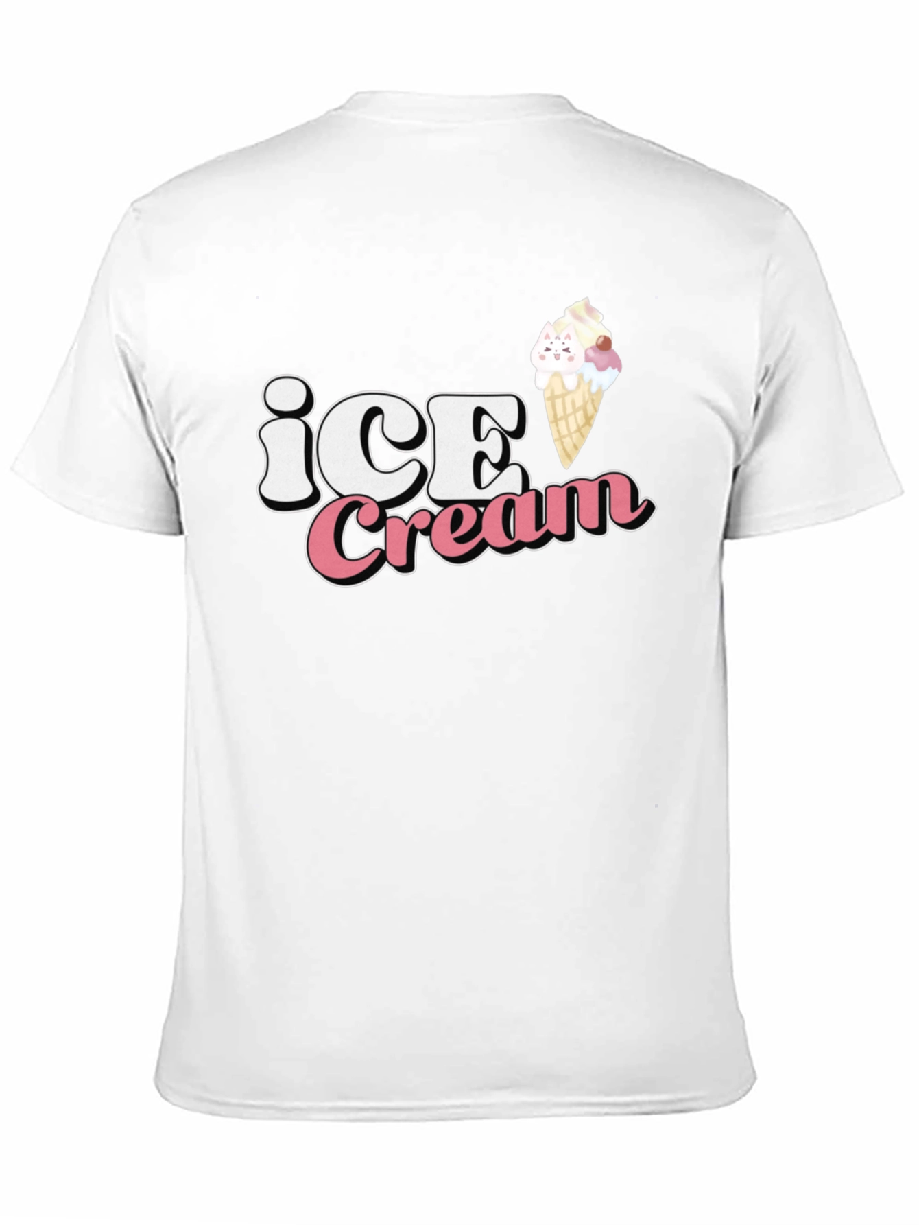 Ice Cream Kitty Black T-Shirt