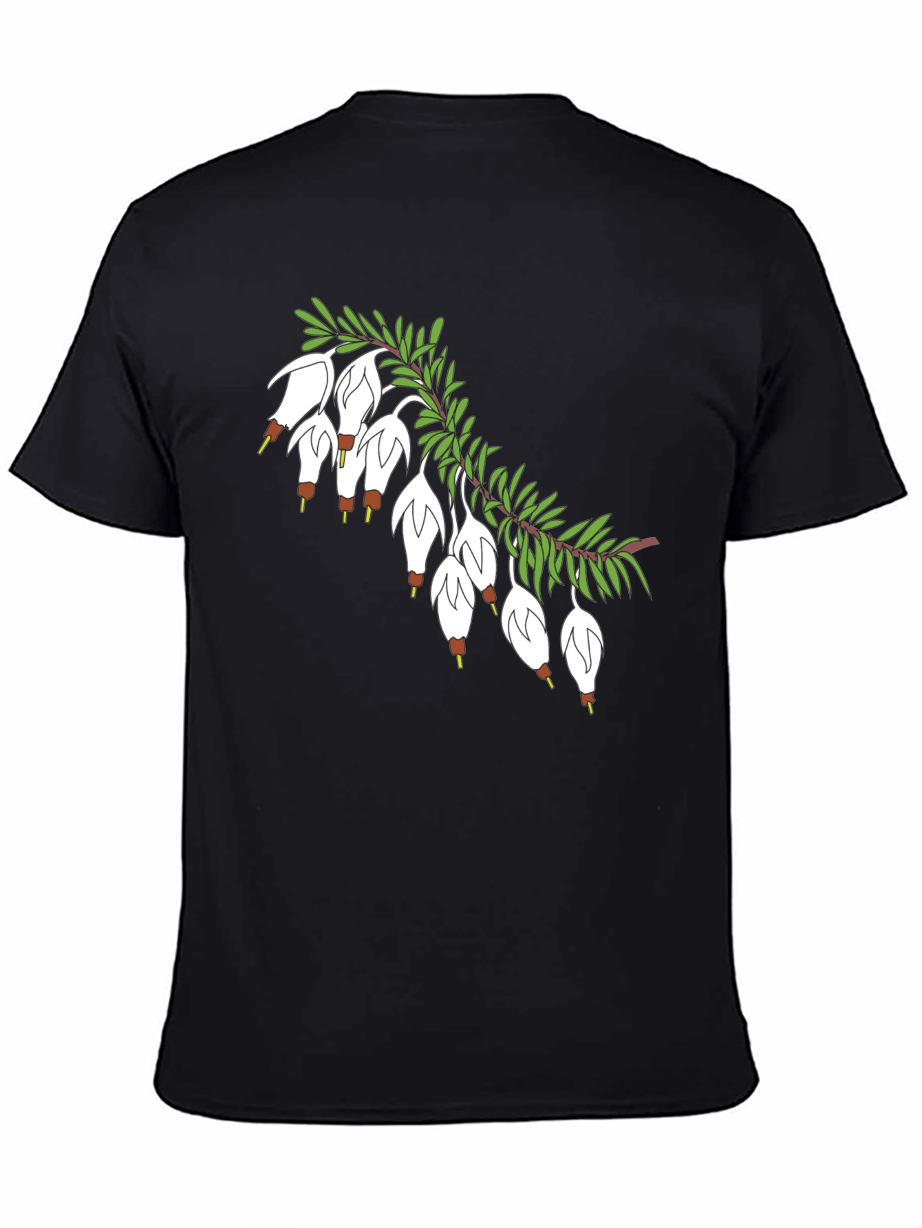 Black T-Shirt with Floral Blossom Branch