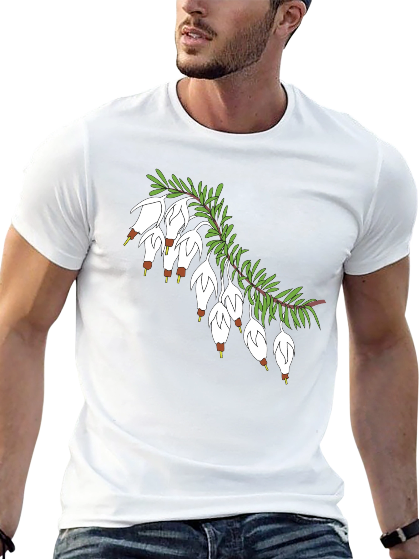 Black T-Shirt with Floral Blossom Branch